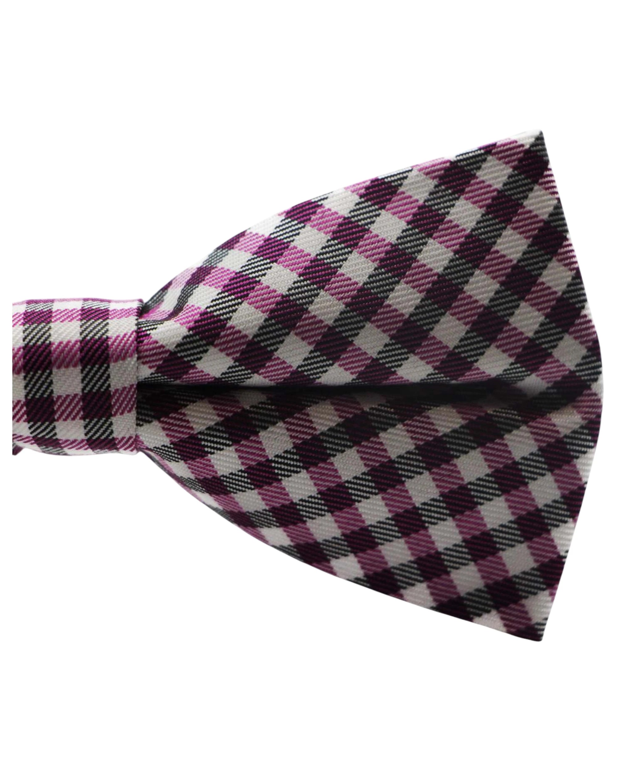 3 Zasel Mens Purple, White & Black Checkered Cotton Bow Tie, 3 of 3