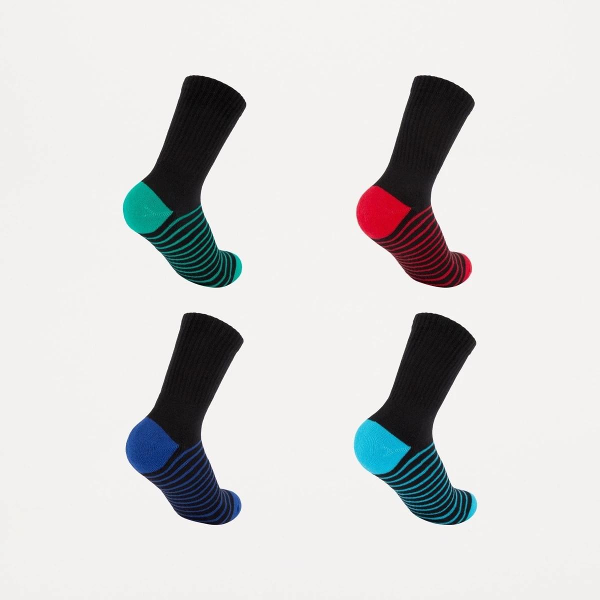 2 4 Pack Active Kids Stretchy Crew Socks BLACK STRIPE, 2 of 3