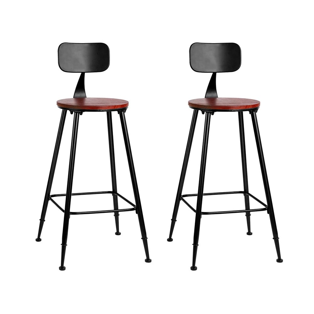 1 Artiss 2x Bar Stools Vintage Metal - Brown, 1 of 6