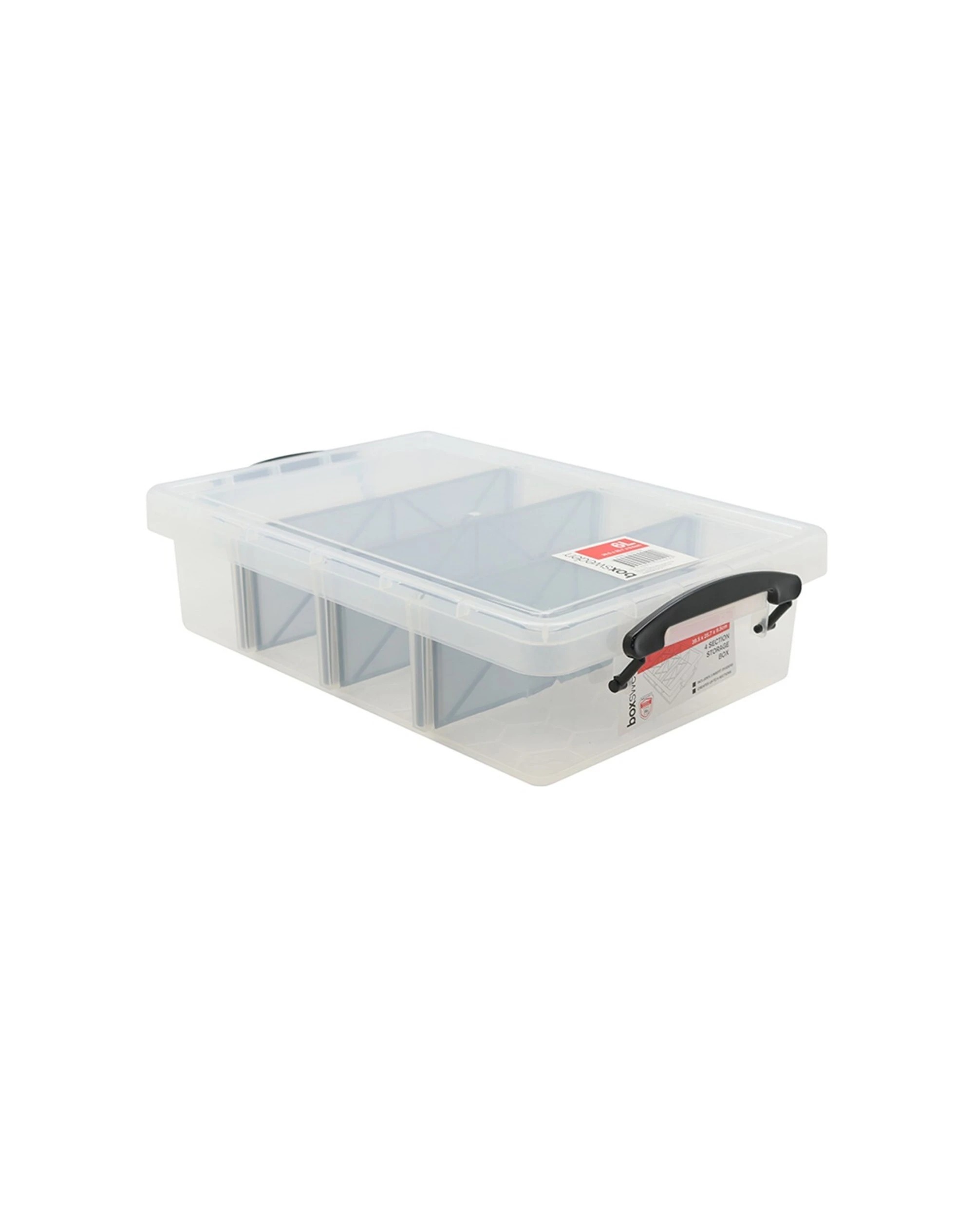 3 BOXSWEDEN Compartment Storer 2PK 4 Section 6 Litre Clip Lock Dividers Plastic - Plain, 3 of 6