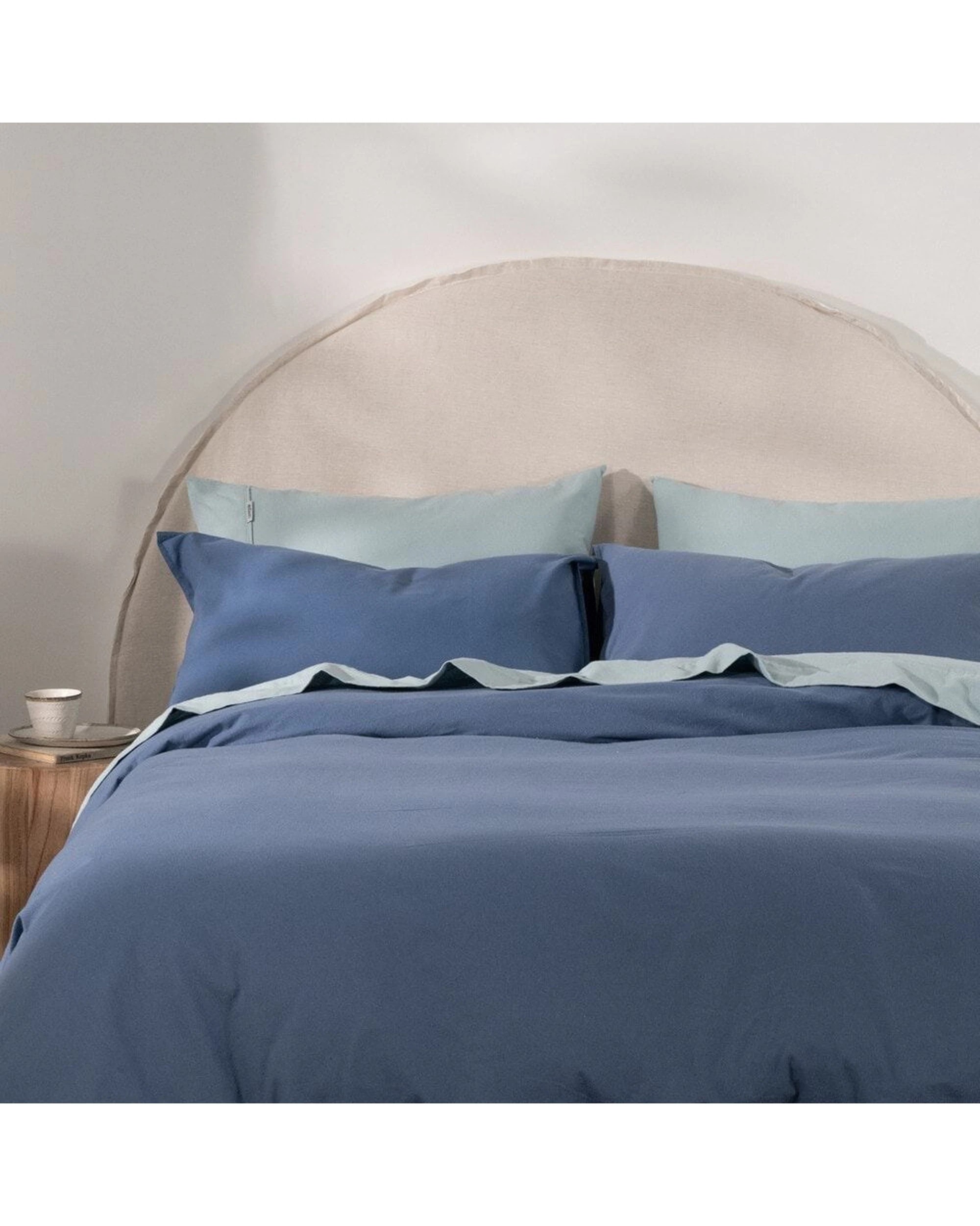 5 Canningvale Cozi Cotton Flannelette Quilt Bed Bedding Cover Set Ink Double - Blue, 5 of 5