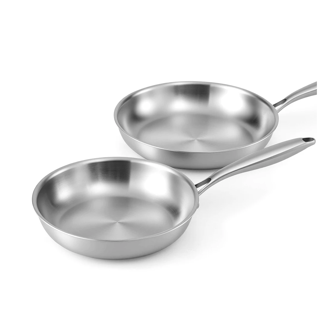 1 5-star Chef Frying Pan Stainless Steel Uncoated Twin Frypan Set 25/30cm - Silver, 1 of 2