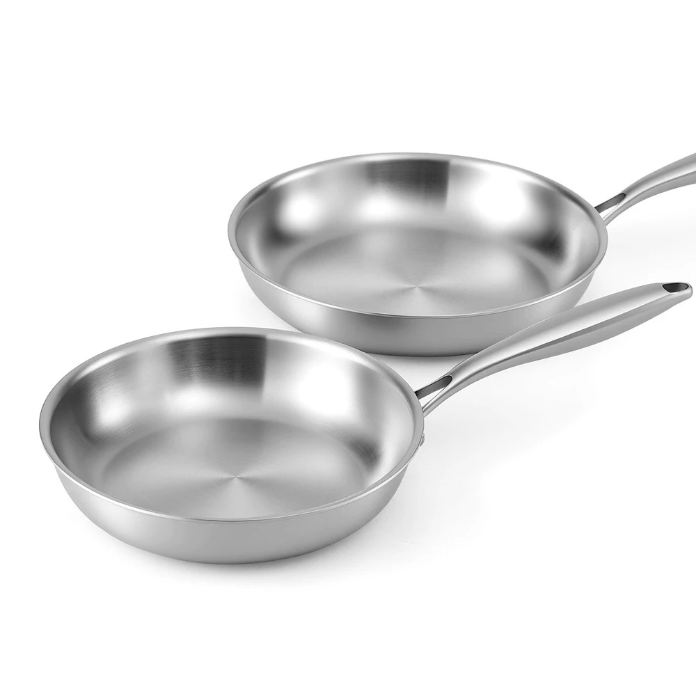 1 5-star Chef Frying Pan Stainless Steel Uncoated Twin Frypan Set 25/30cm - Silver, 1 of 7