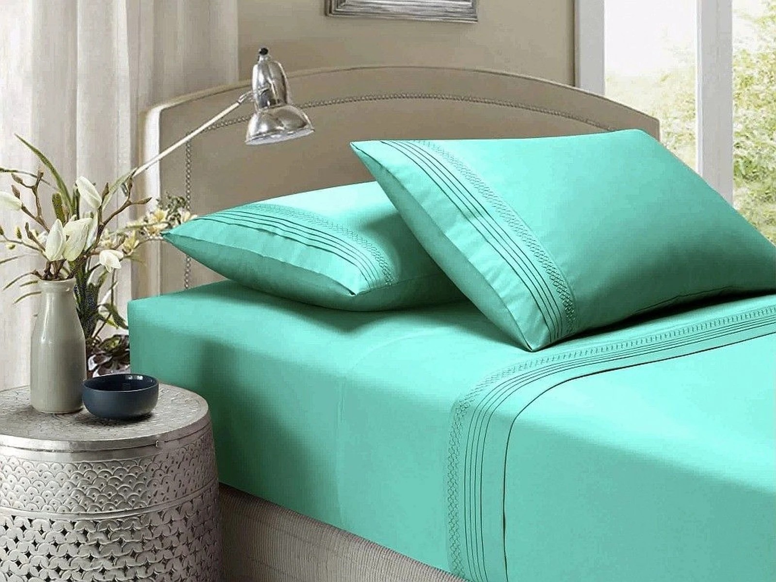 1 Style & Co 1000TC Super Soft Egyptian Cotton Milano Sheet Set Double - Double Bed - Green, 1 of 1