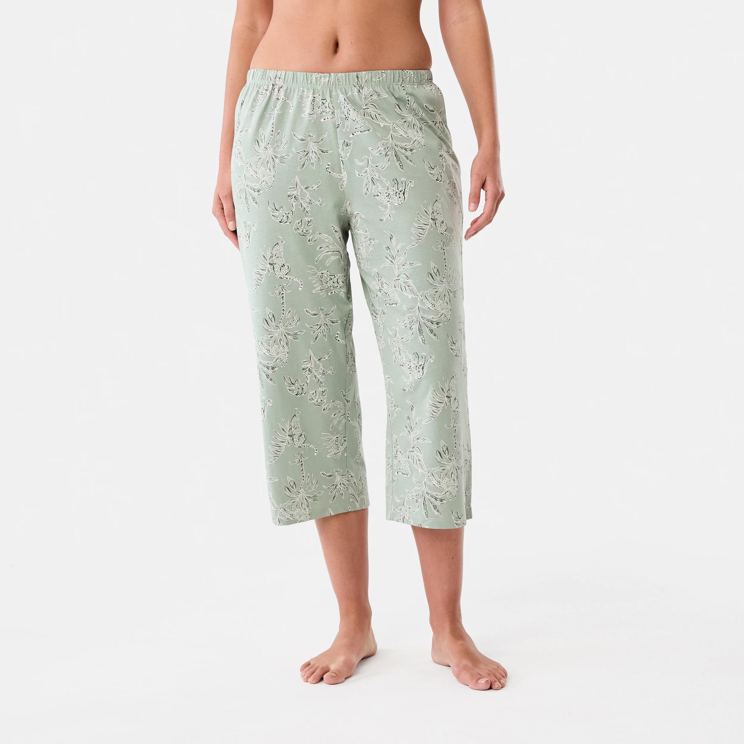 1 3/4 Print Knit Pants LEOPARDS ICEBERG GREEN, 1 of 4