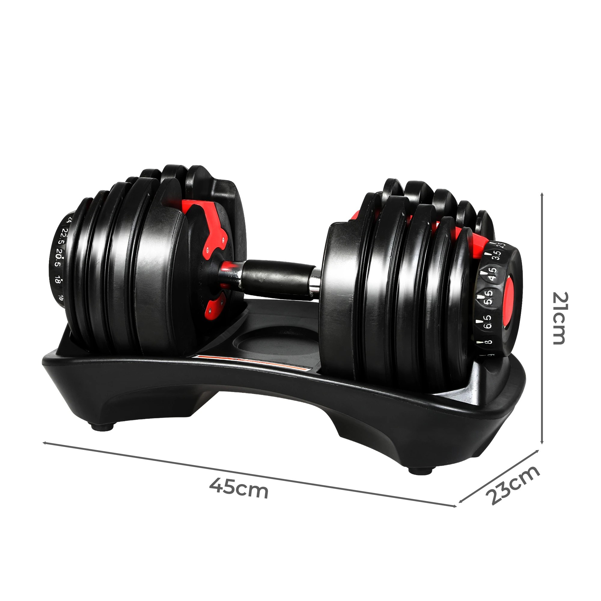 3 Centra 24kg Adjustable Dumbbell Single Weight Plates Home Gym Fitness Exercise, 3 of 7