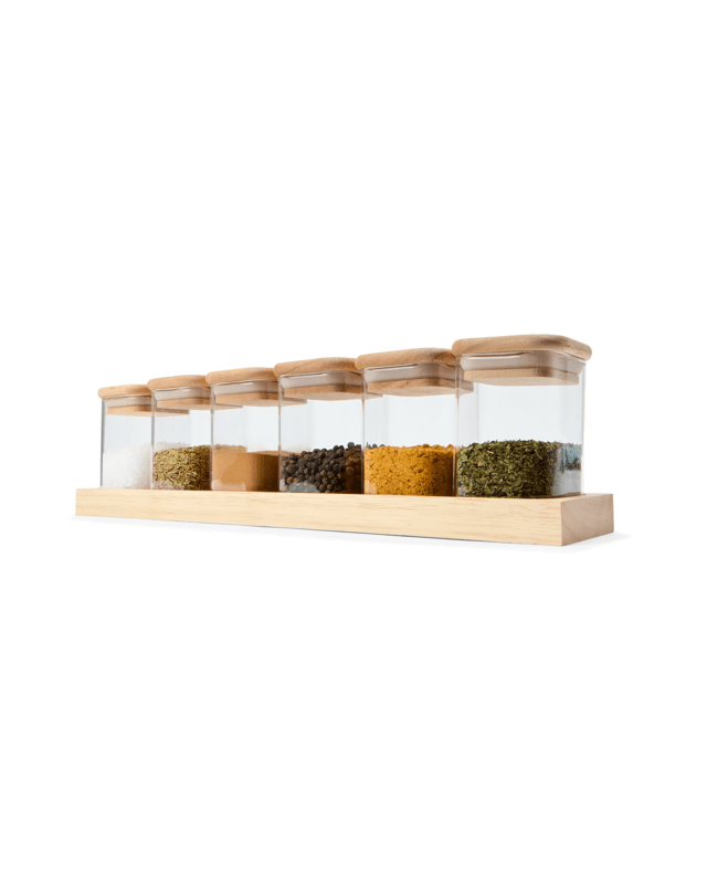 Set of 6 Square Spice Jars with 