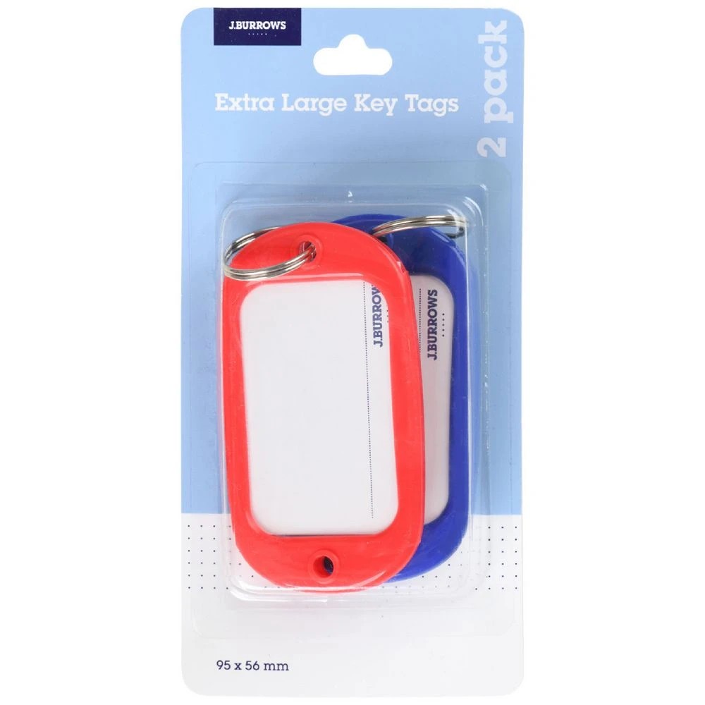 1 J.Burrows Extra Large Key Tags Red & Blue 2 Pack, 1 of 3