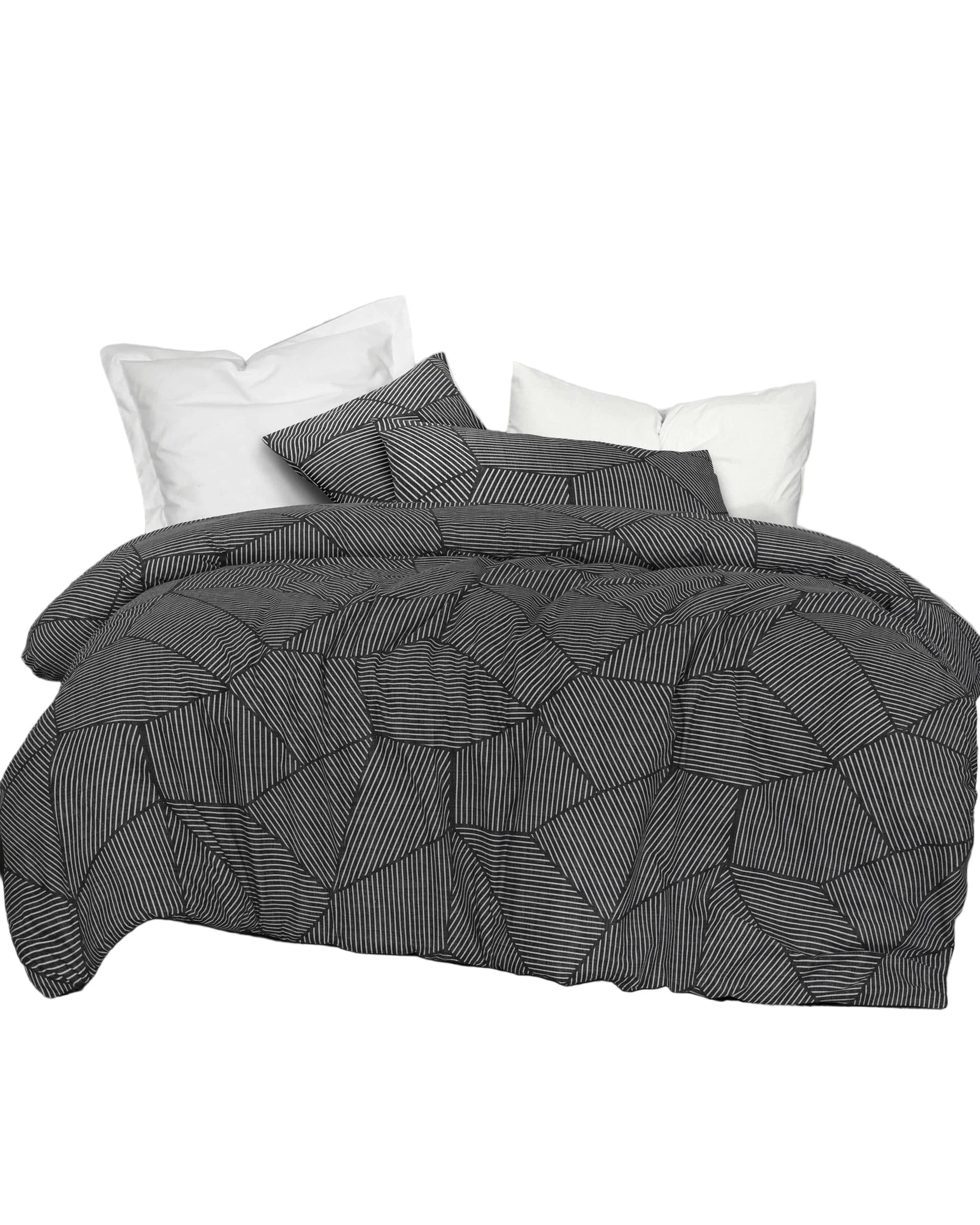 1 Amsons Pure Cotton Quilt Cover Set - Queen Bed - Charcoal, 1 of 3
