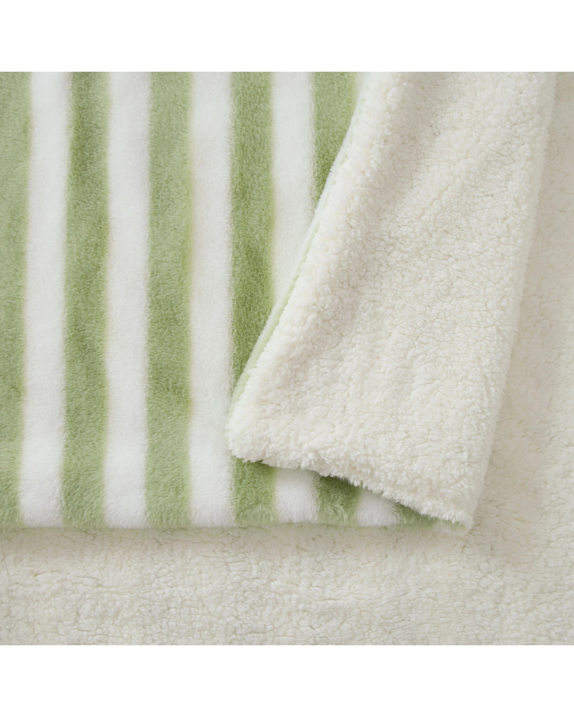 2 Dreamaker Linea Faux Fur Throw 130x170cm - Olive, 2 of 7