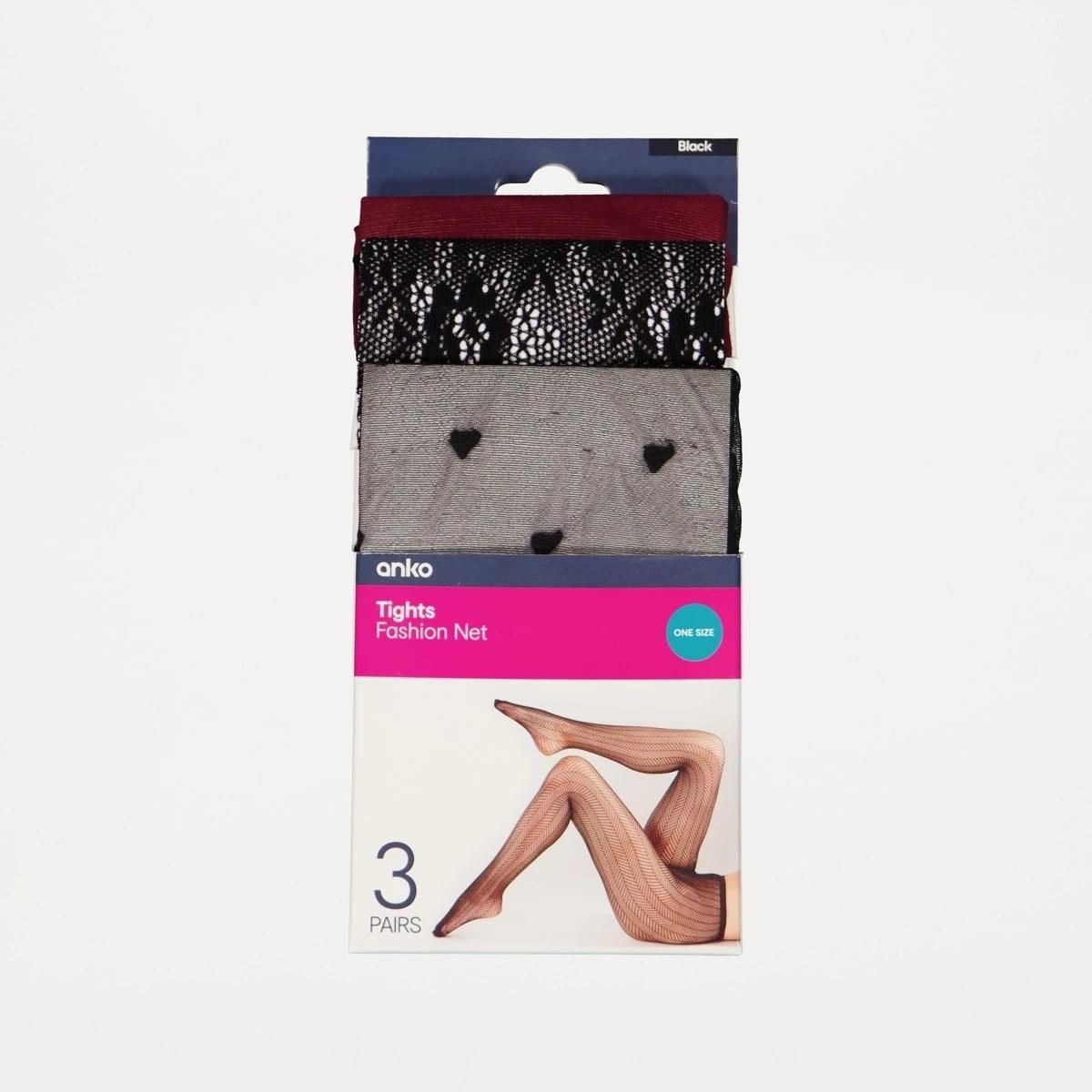 2 3 Pack Fashion Tights HEART, FLORAL, BURGUNDY, 2 of 2