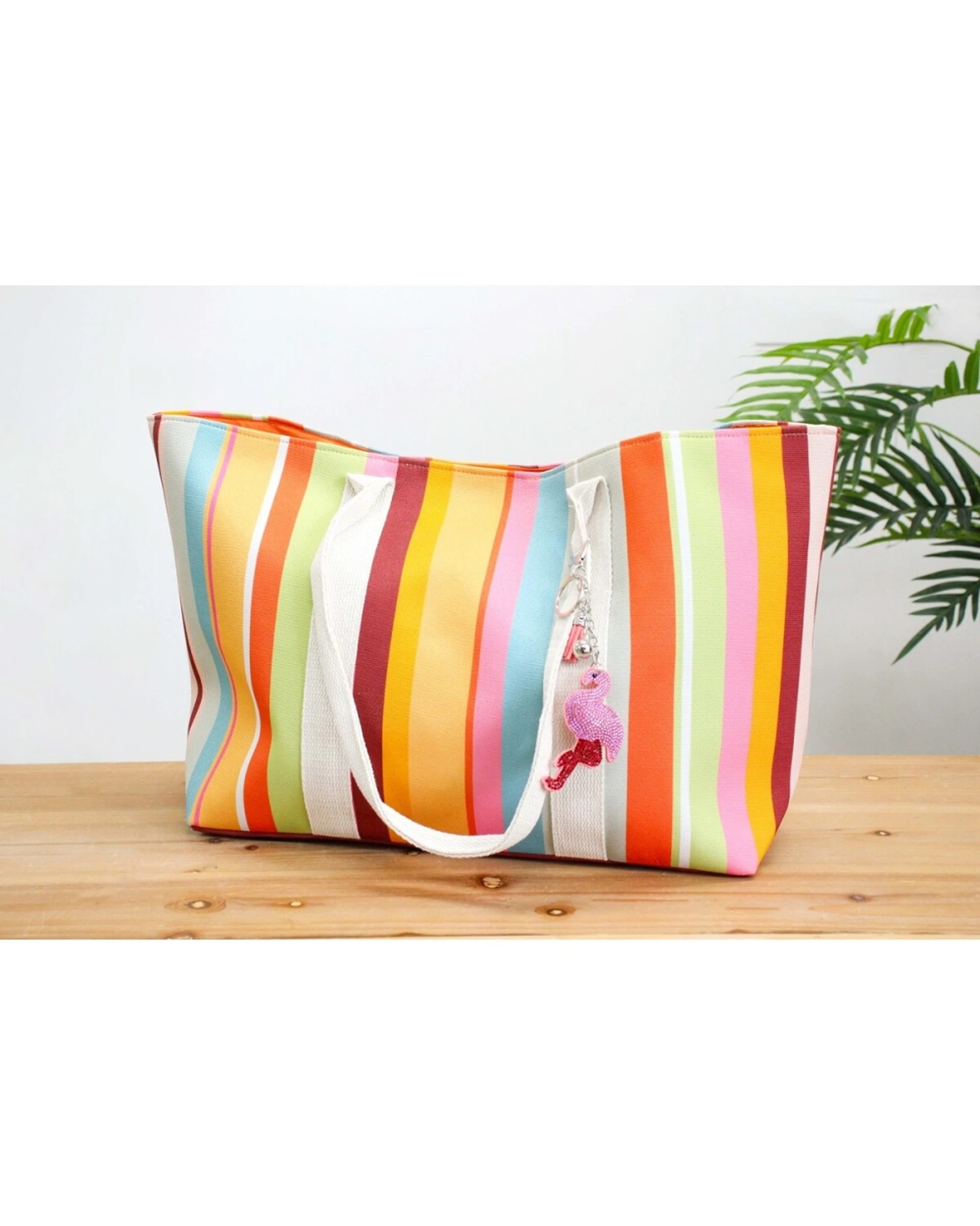 2 LVD Striped Beach Essentials Tote Bag 55x15x30cm - Multi, 2 of 2