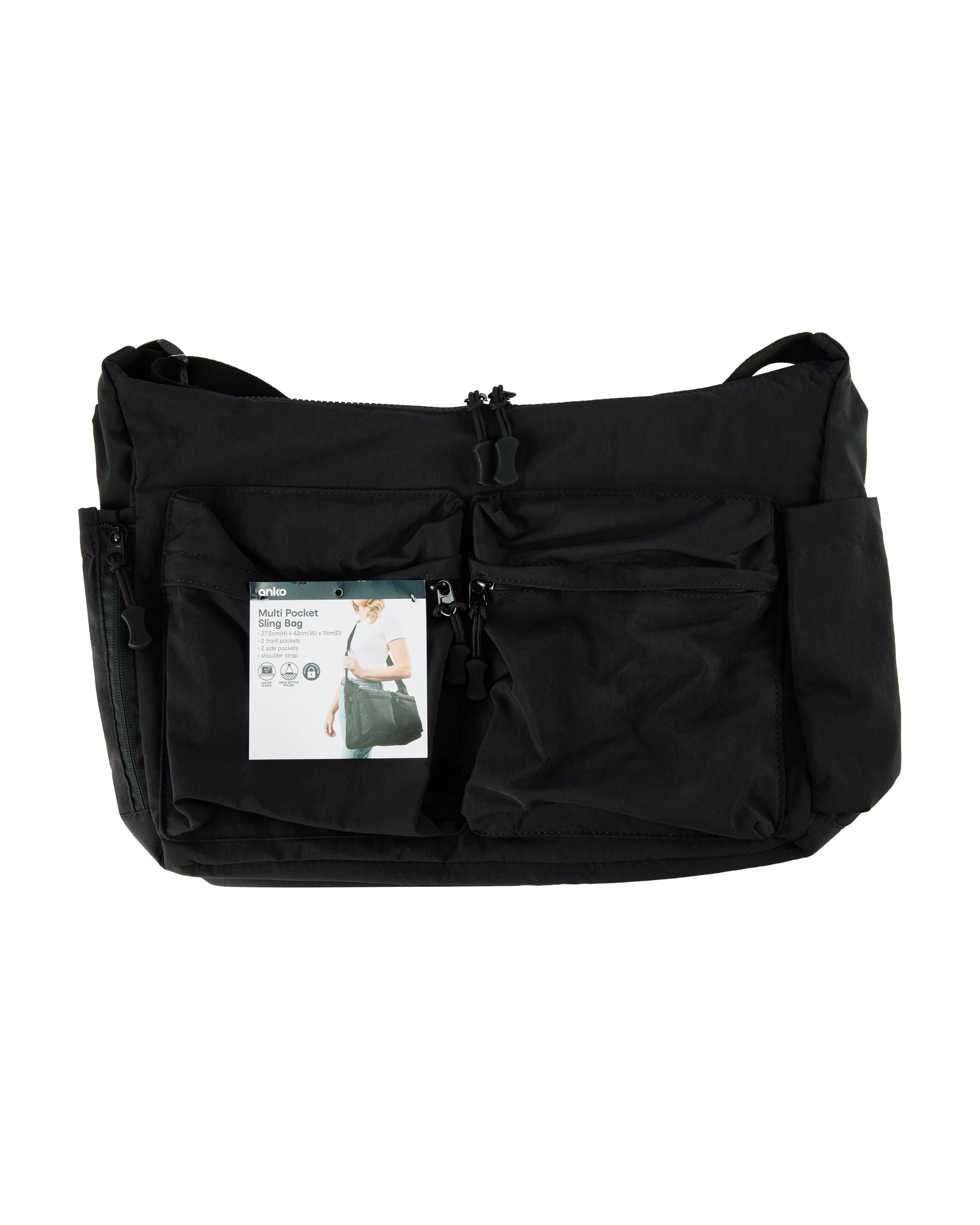 10 Multi Pocket Sling Bag - Black, 10 of 10