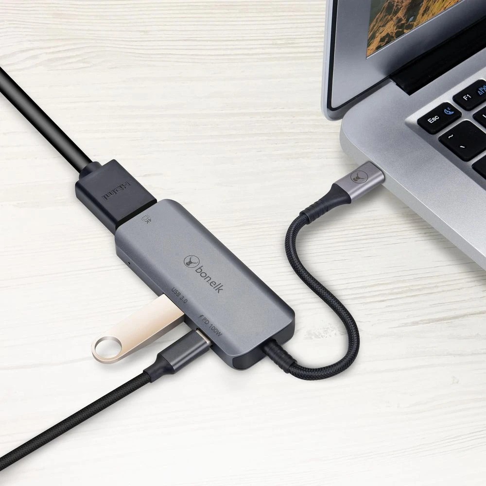 2 Bonelk Long-Life 3-in-1 Multiport Adaptor Space Grey, 2 of 3