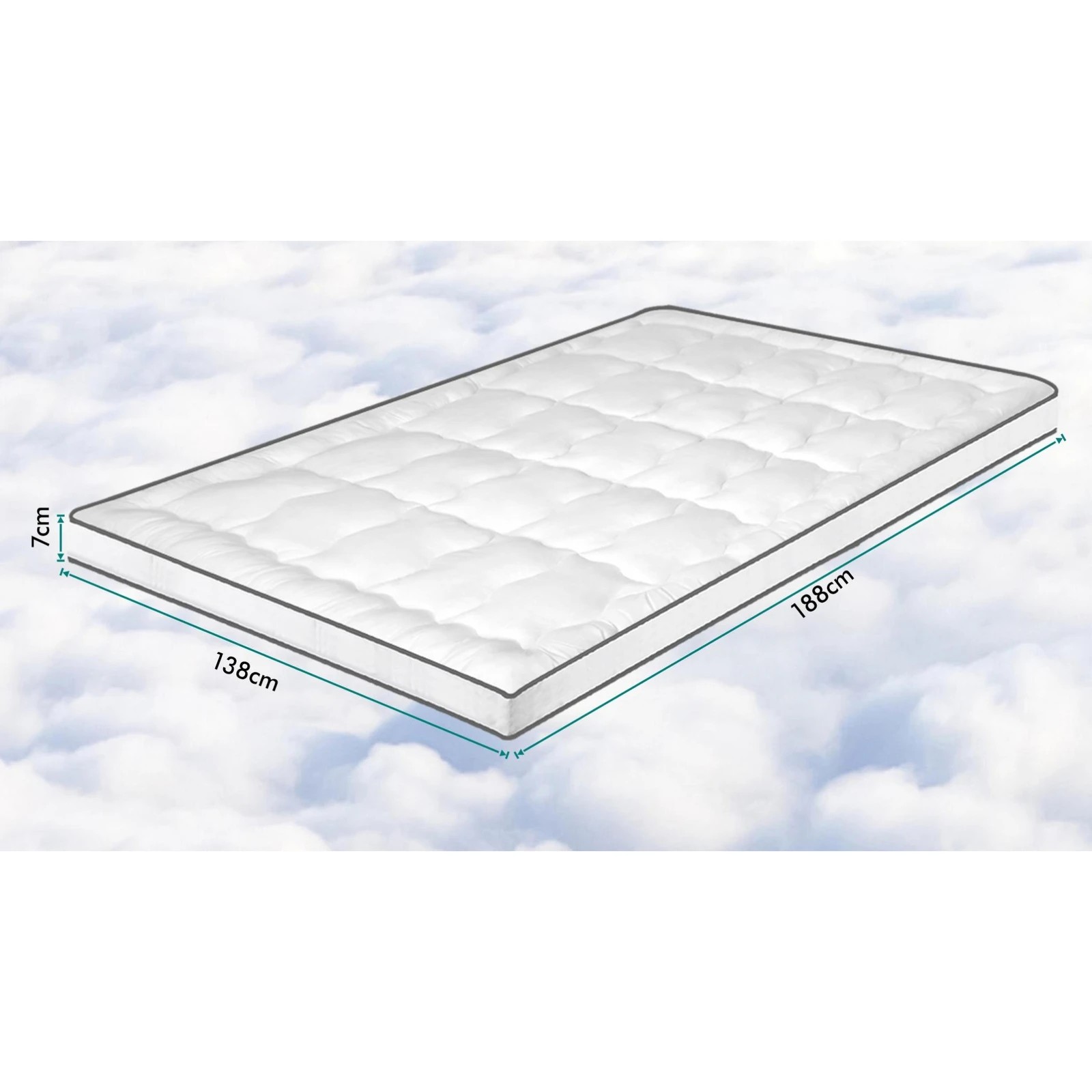 6 Starry Eucalypt Mattress Topper Bamboo Charcoal Pillowtop Cover Pad 7cm - Double Bed - Grey, 6 of 6