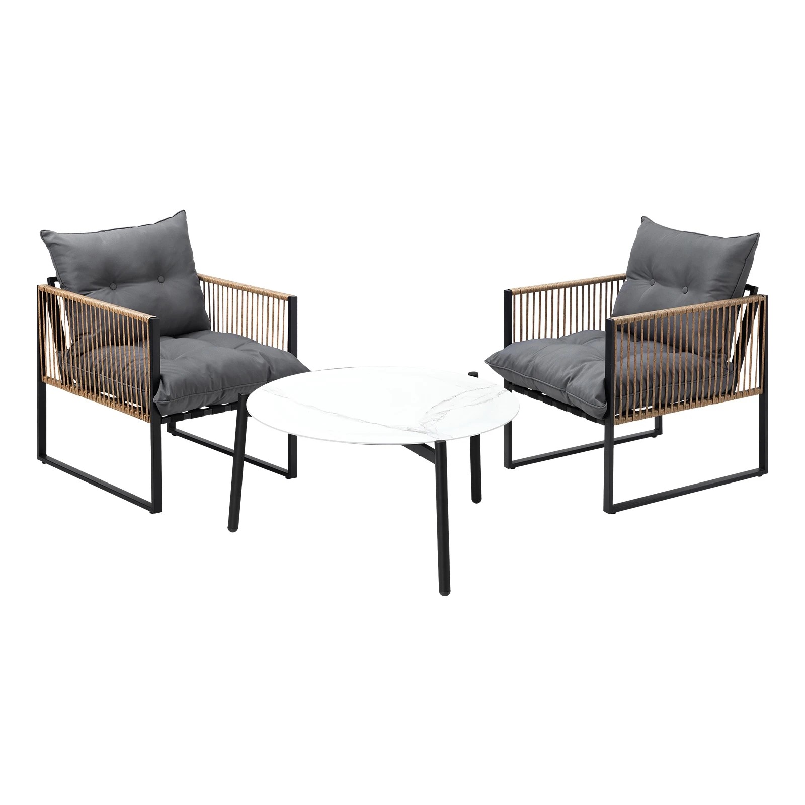 1 Livsip Outdoor Patio Set Furniture 70cm Coffee Table Rattan Chairs 3pcs
 - Multi, 1 of 10