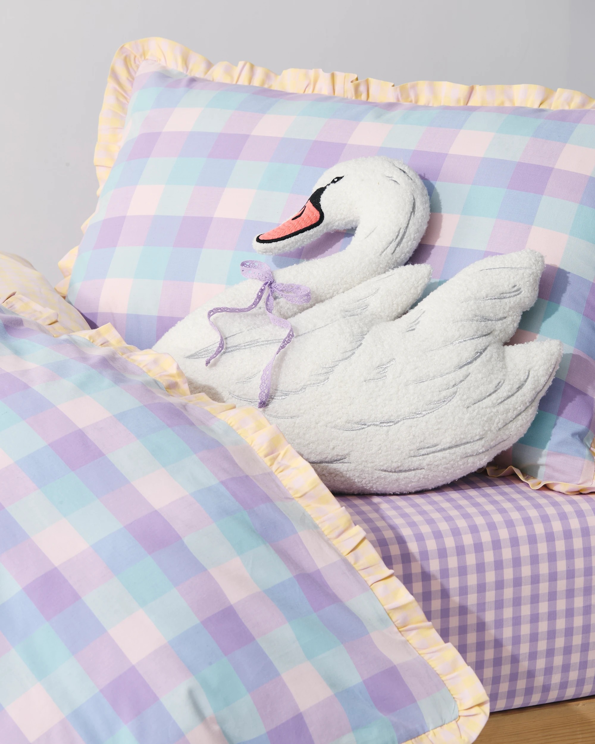 5 Target Grayson Gingham Cotton Ruffle Quilt Cover Set - Single Bed - Purple, 5 of 10