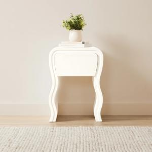 Wavy Bedside Table - White