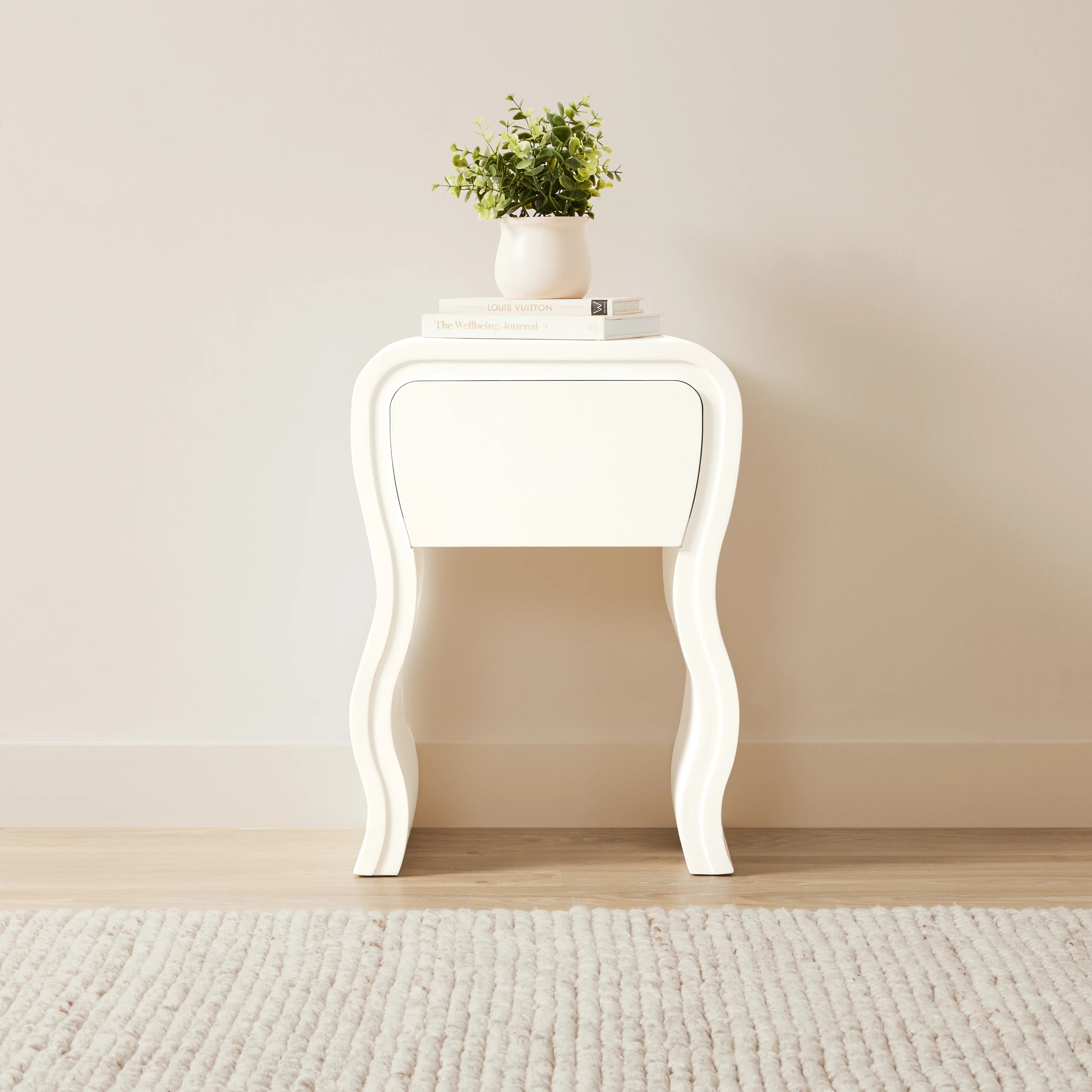 1 Wavy Bedside Table - White, 1 of 6