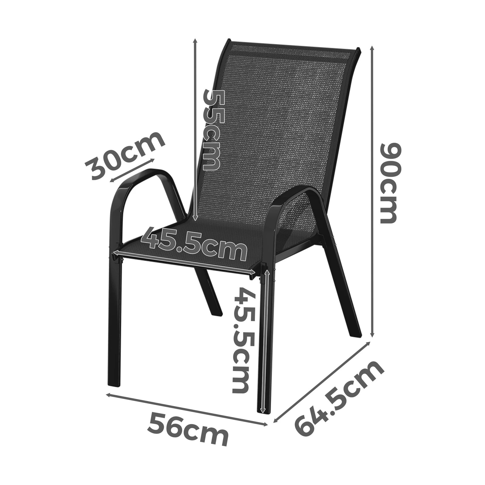 5 Alfordson 4x Outdoor Lounge Chairs Patio Dining Furniture Garden Stackable - Black, 5 of 10