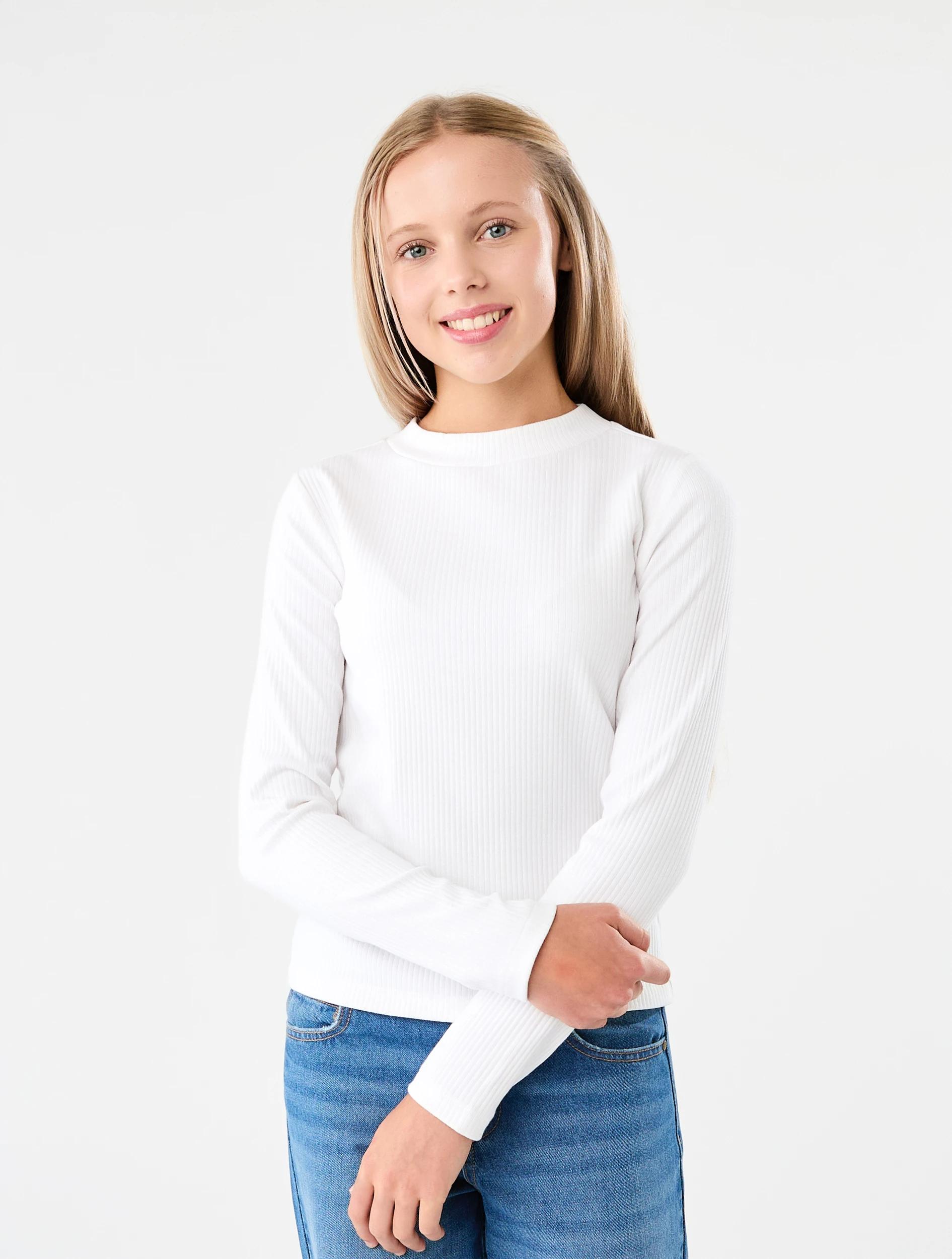 1 Long Sleeve Rib Skivvy Top White, 1 of 7
