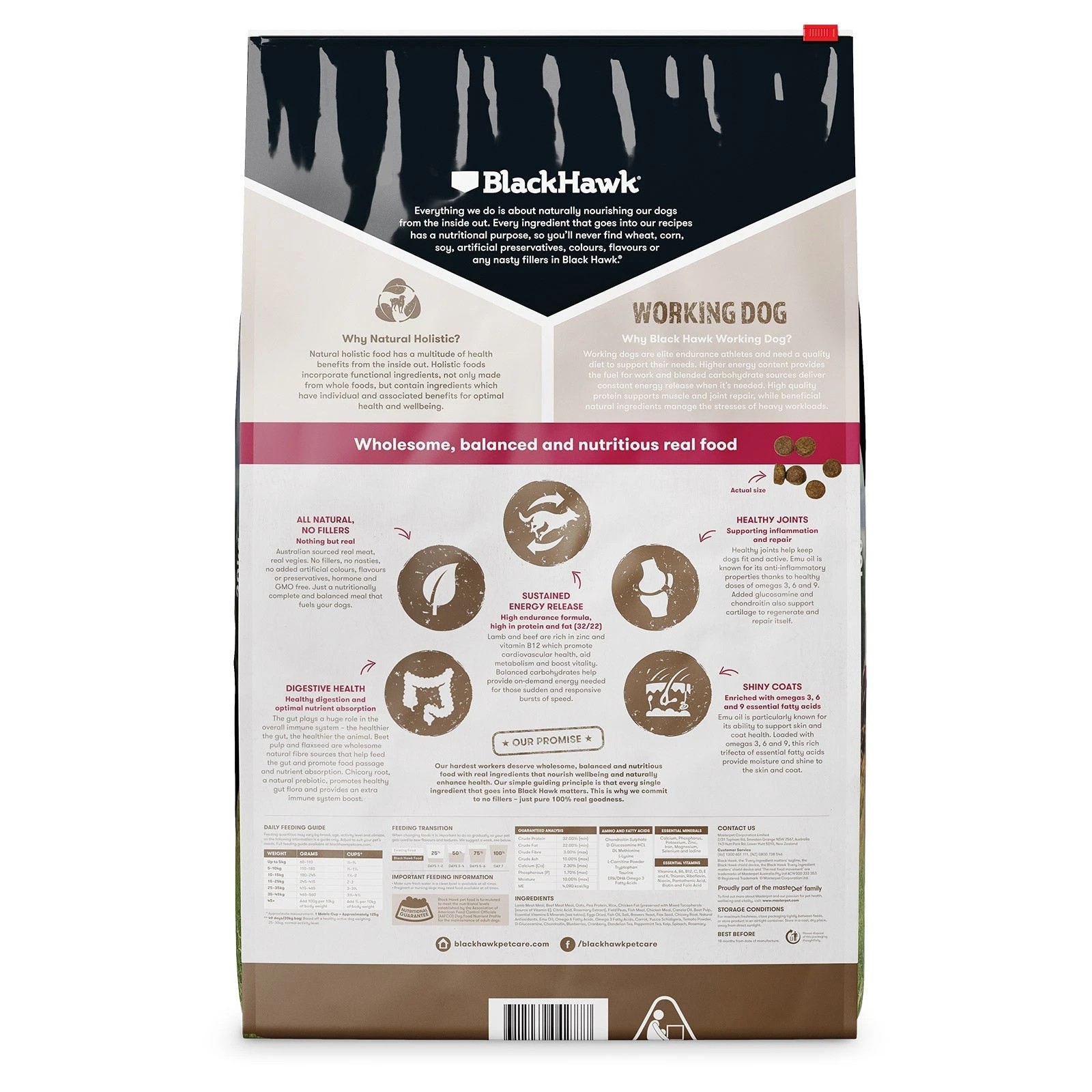 2 Black Hawk Holistic Working Dog Lamb and Beef Food 20kg, 2 of 2