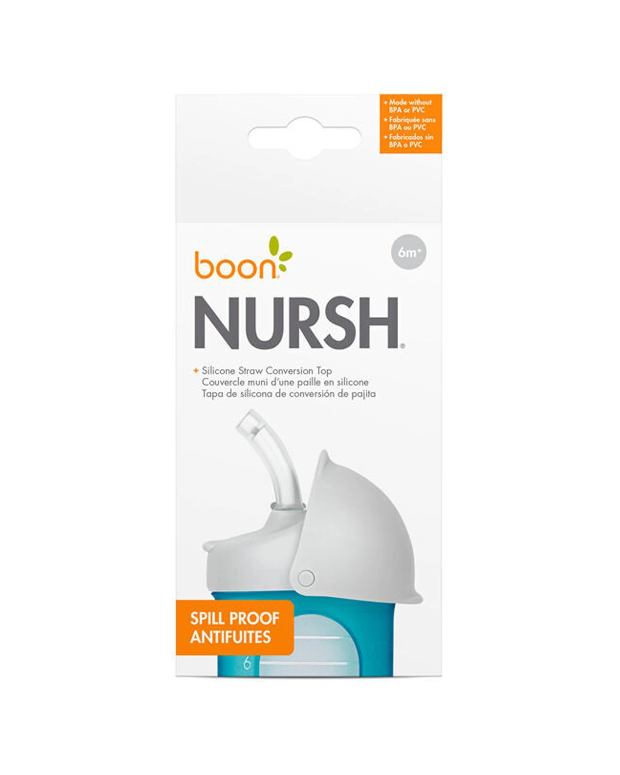 2 Boon 4x Nursh Silicon Straw Conversion Top for Bottles 2PK - Grey, 2 of 4