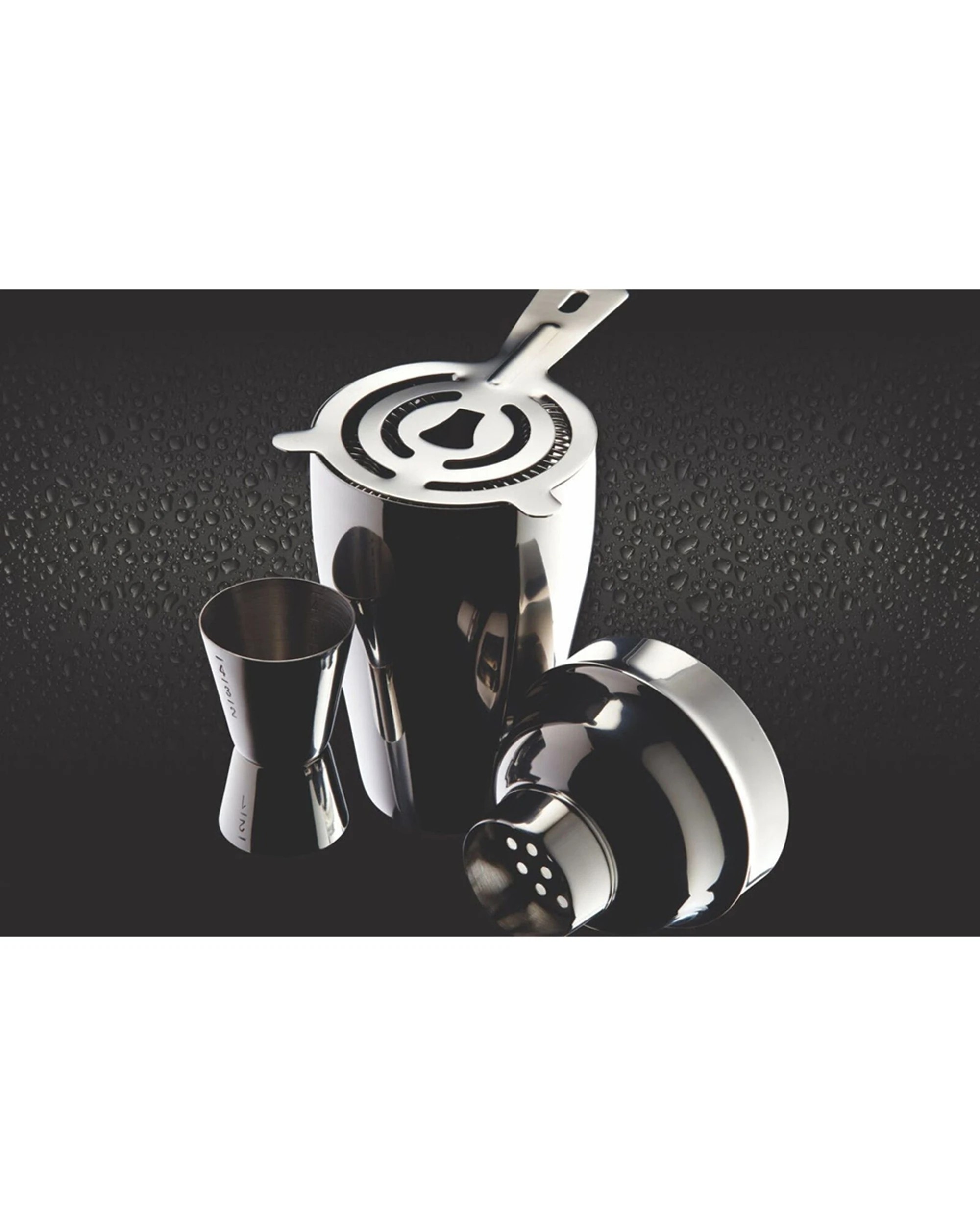 2 BarCraft 3pc Cocktail Shaker Jigger Strainer Kit Set Stainless Steel - Silver, 2 of 3