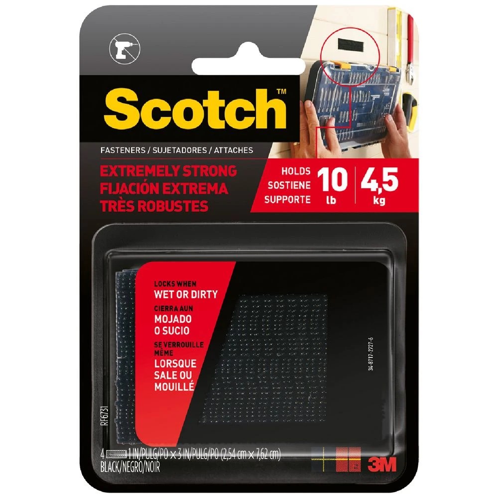 1 Scotch Fasteners 25mm x 76mm Black 4 Pack, 1 of 5