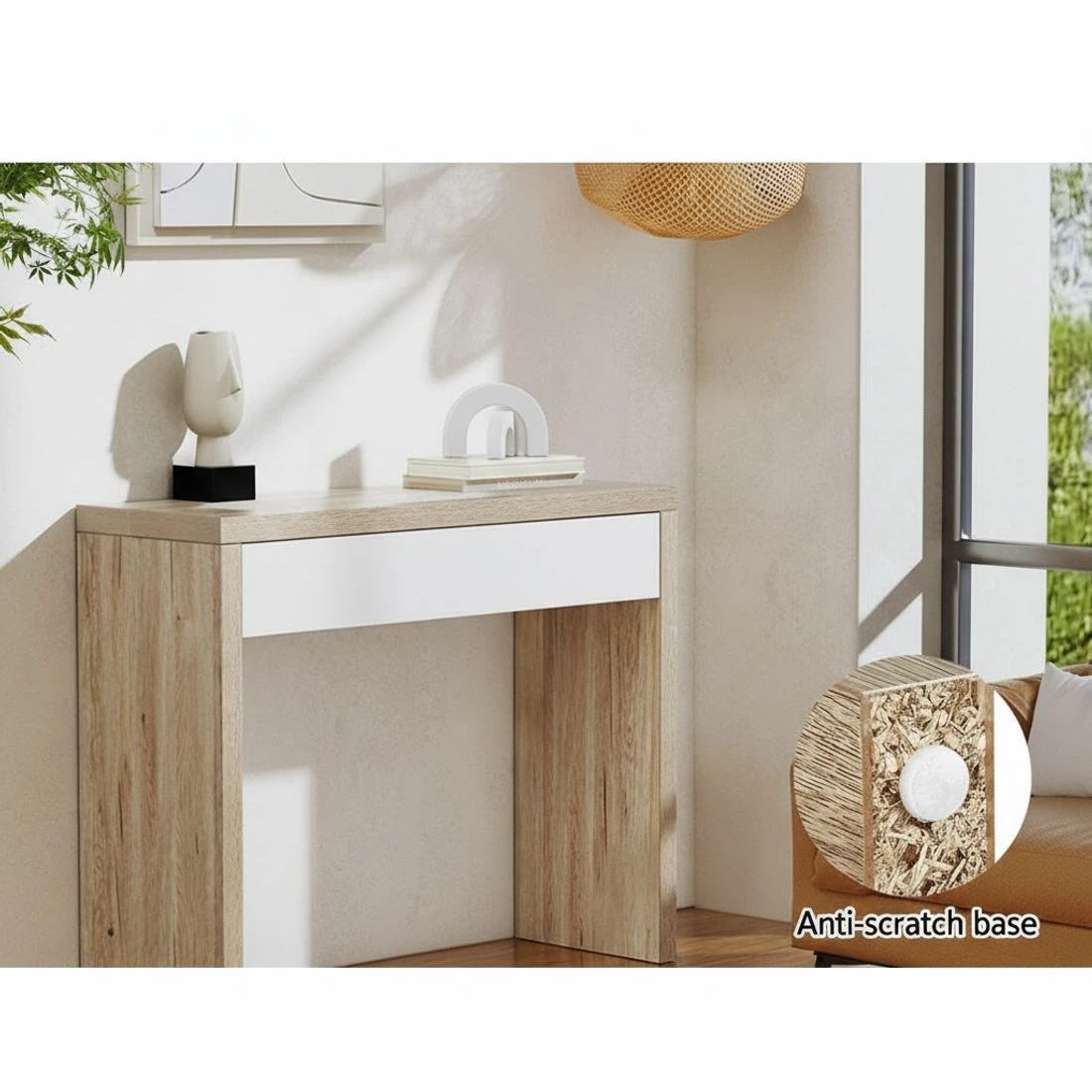 6 Artiss Console Table Storage Drawer Jory - White, 6 of 8