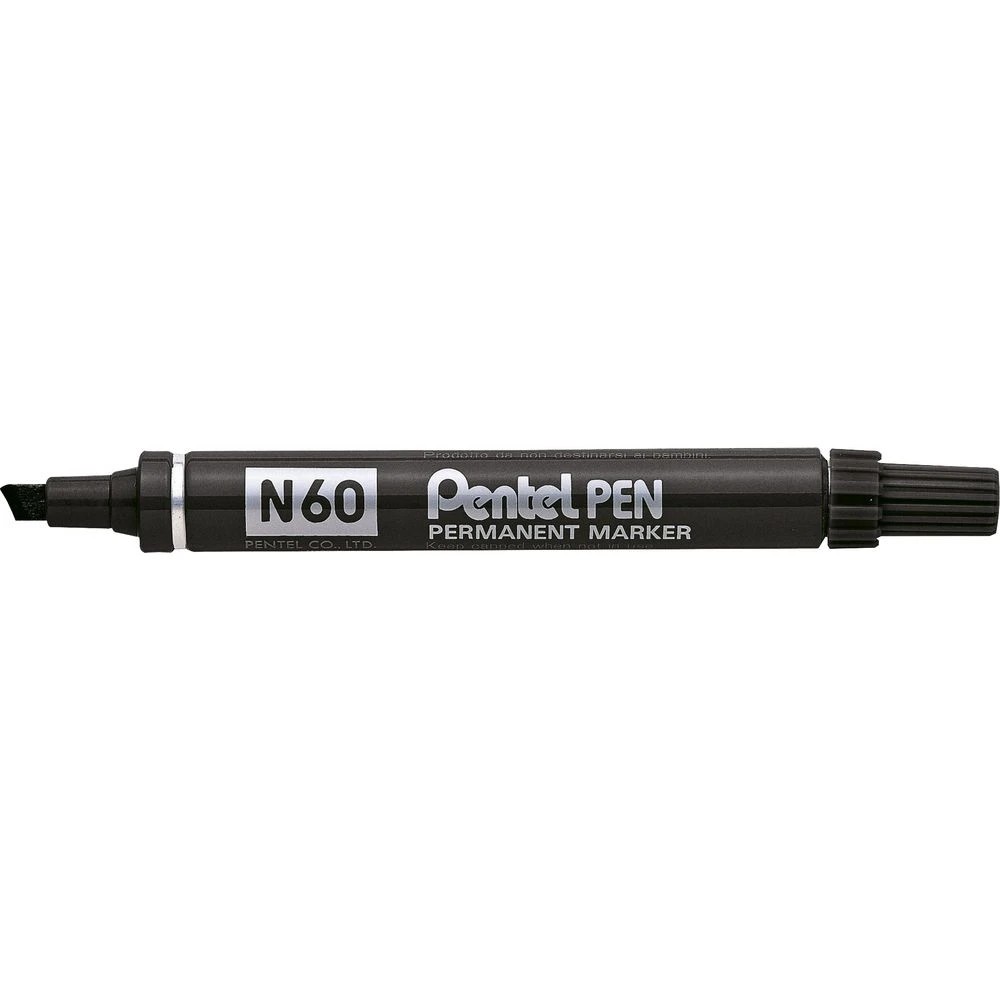 2 Pentel N60 Permanent Markers Black 2 Pack, 2 of 6