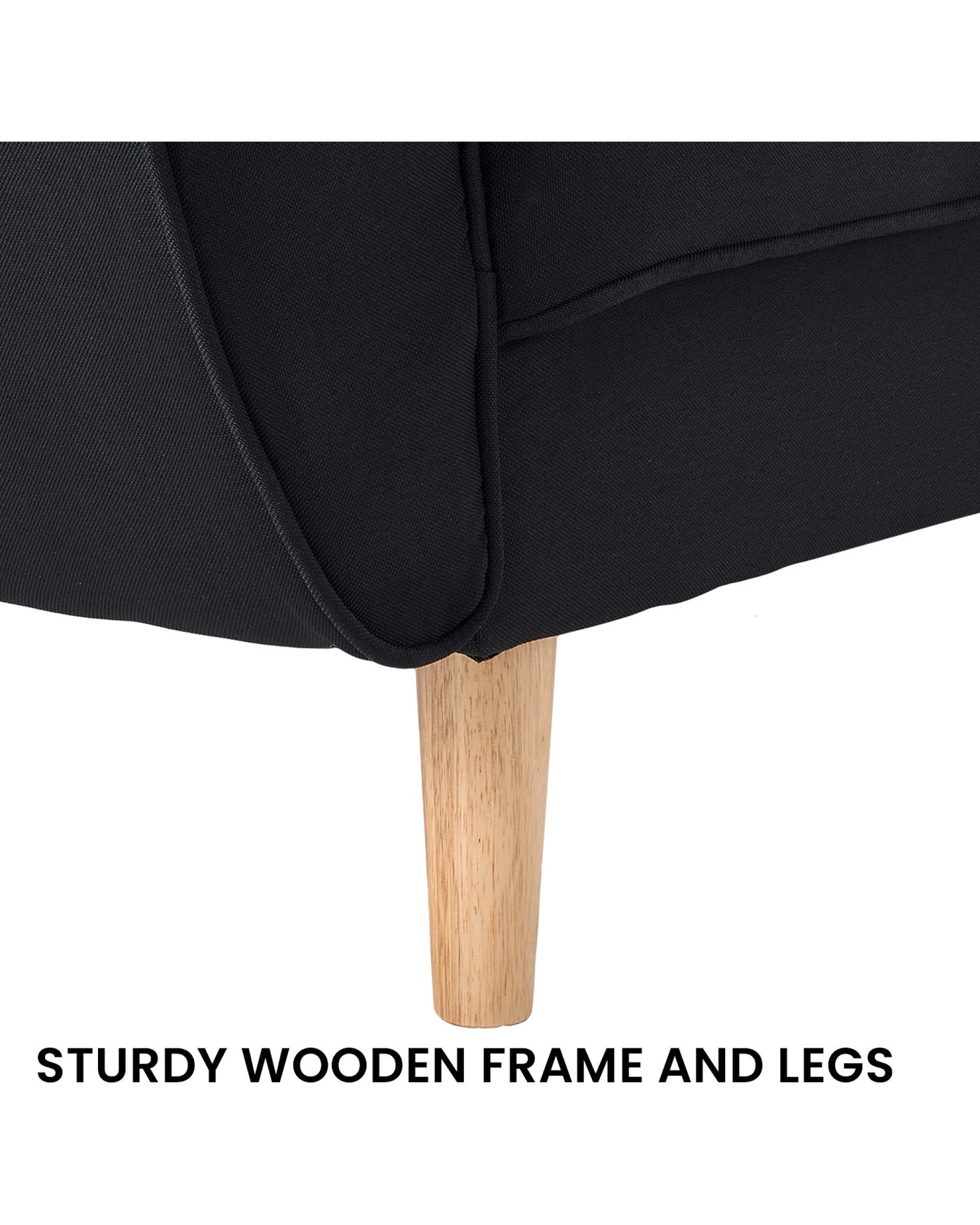 8 Sarantino 3 Seater Modular Linen Fabric Sofa Bed Couch Futon - Black, 8 of 10