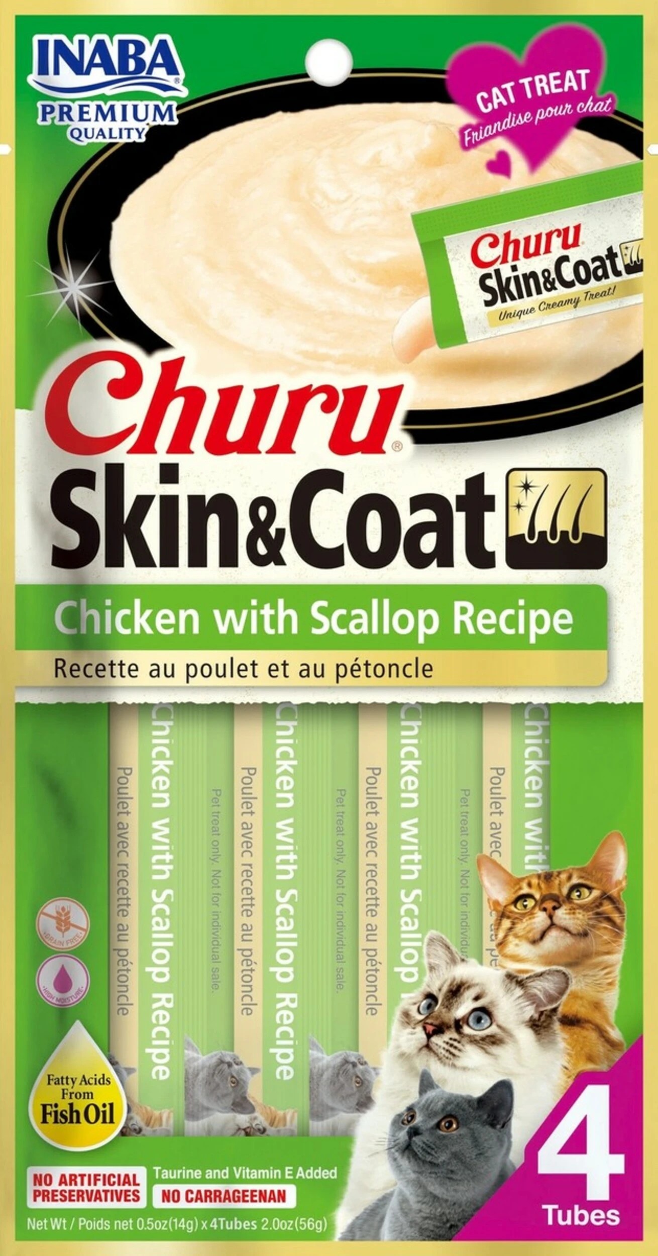 1 Inaba Cat Churu Puree Skin & Coat Chicken Scallop 56g 6pk, 1 of 2