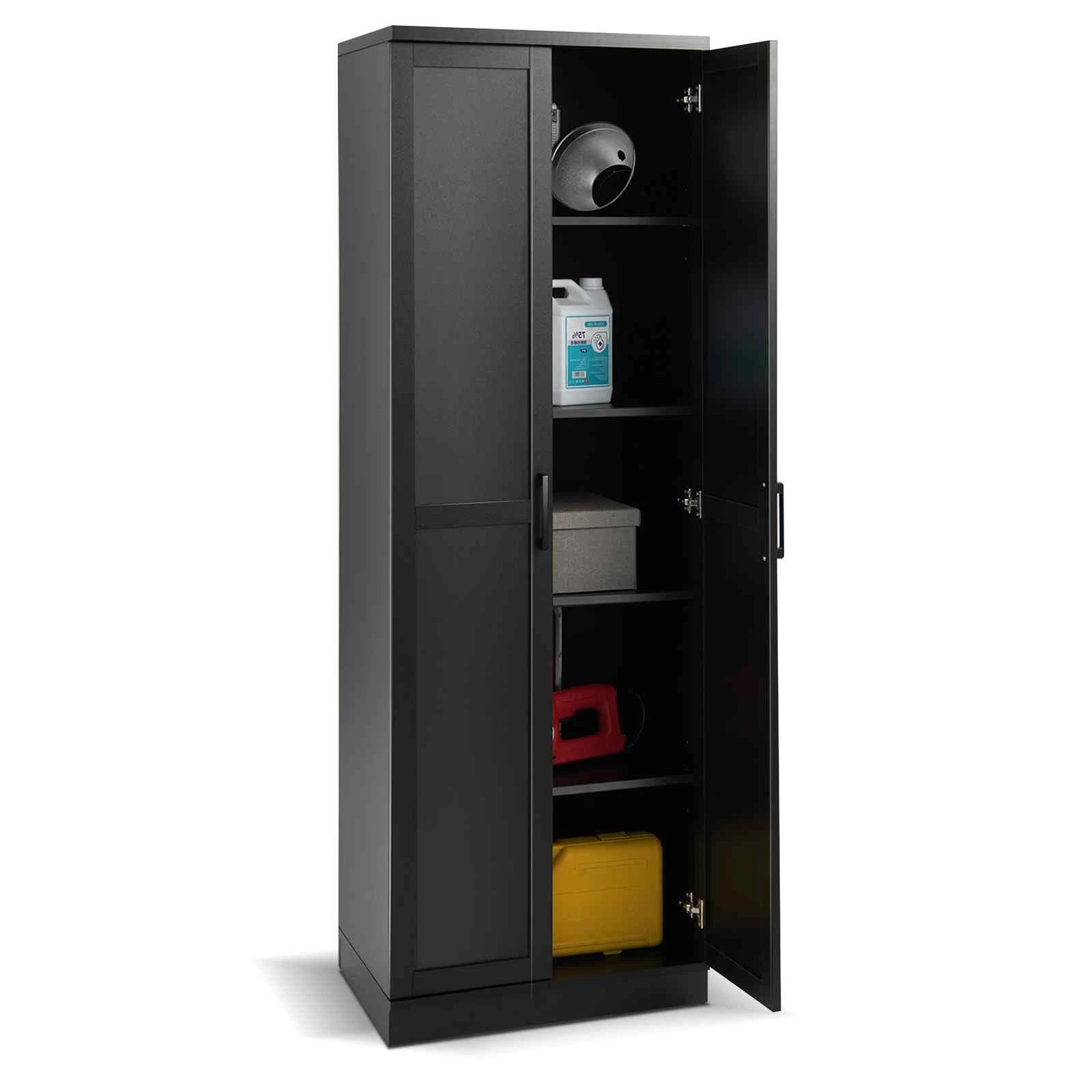 5 Costway Tall Cabinet Sideboard 2 Doors Black, 5 of 5