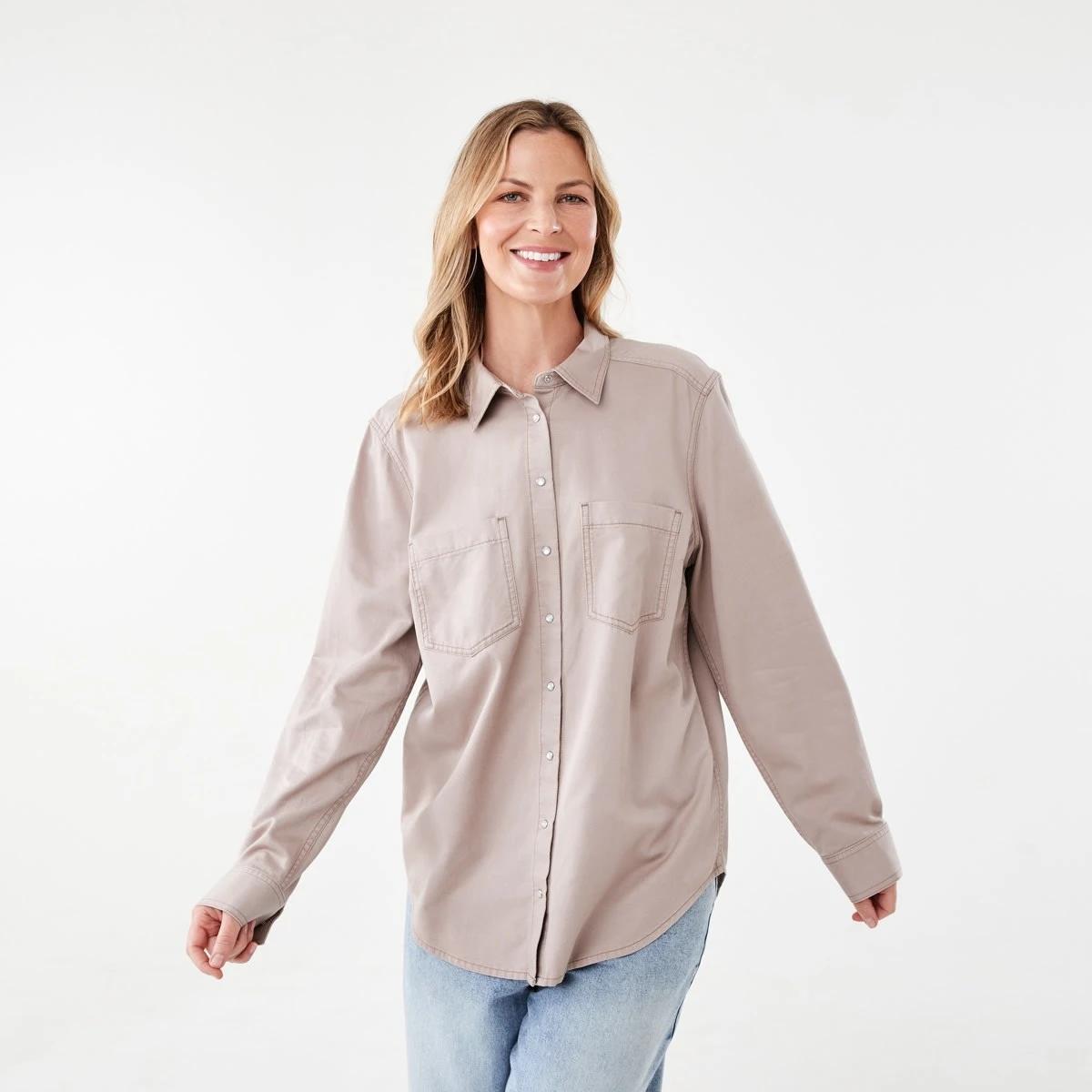 1 Long Sleeve Cotton Slub Shirt Storm Pnk, 1 of 7