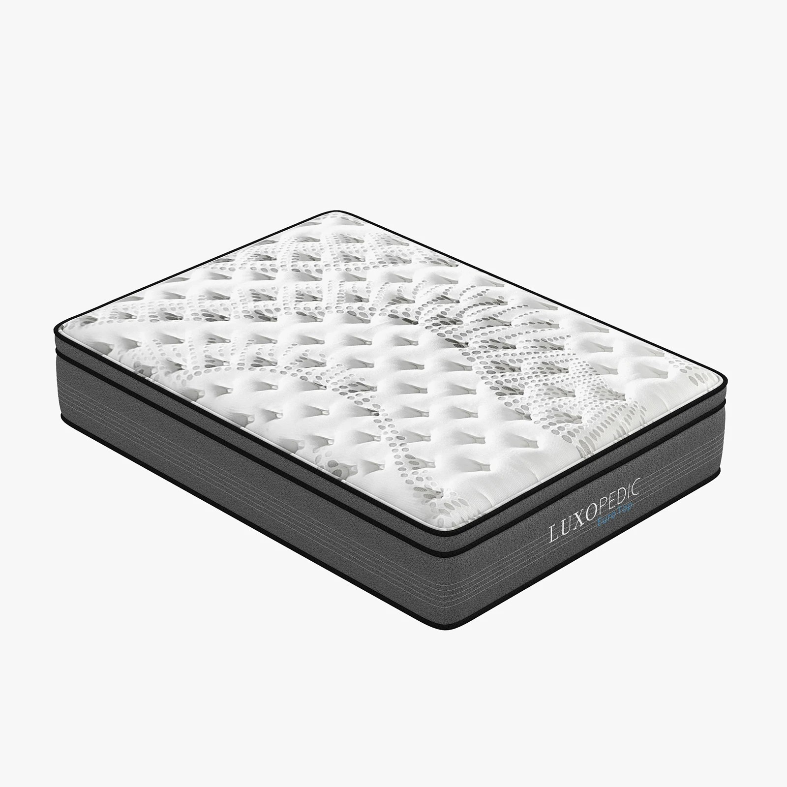 6 Luxopedic Pocket Spring Mattress 5 Zone 32CM Euro Top Memory Foam Medium Firm - King Single Bed - White, Grey, 6 of 10