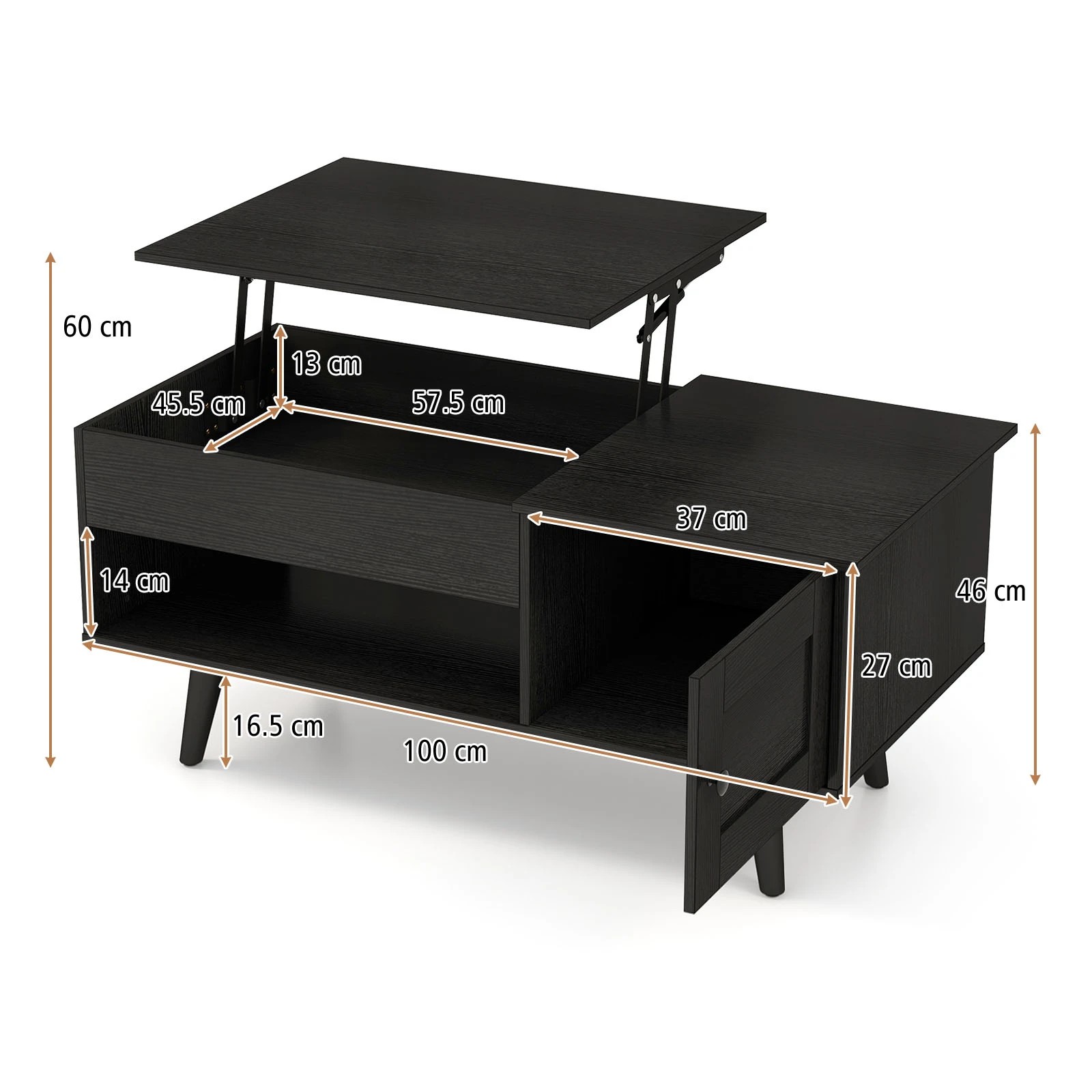2 Costway Lift-Top Coffe Table Wooden Coffee Table Hidden Storage Cabinet - Black, 2 of 7