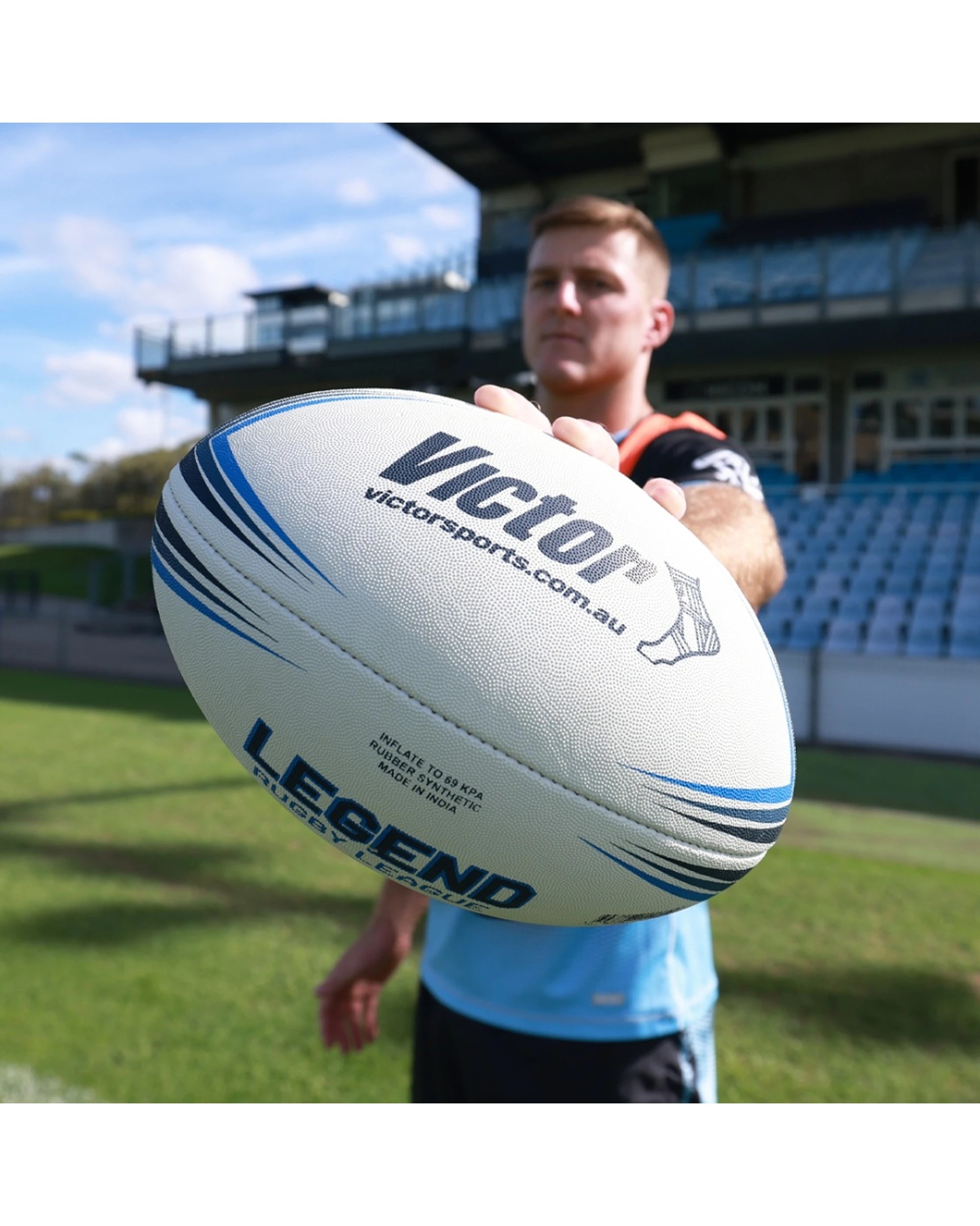3 Victor Sports Rugby League Ball Legend Hand Stitched Durable Size 5 - White, 3 of 6