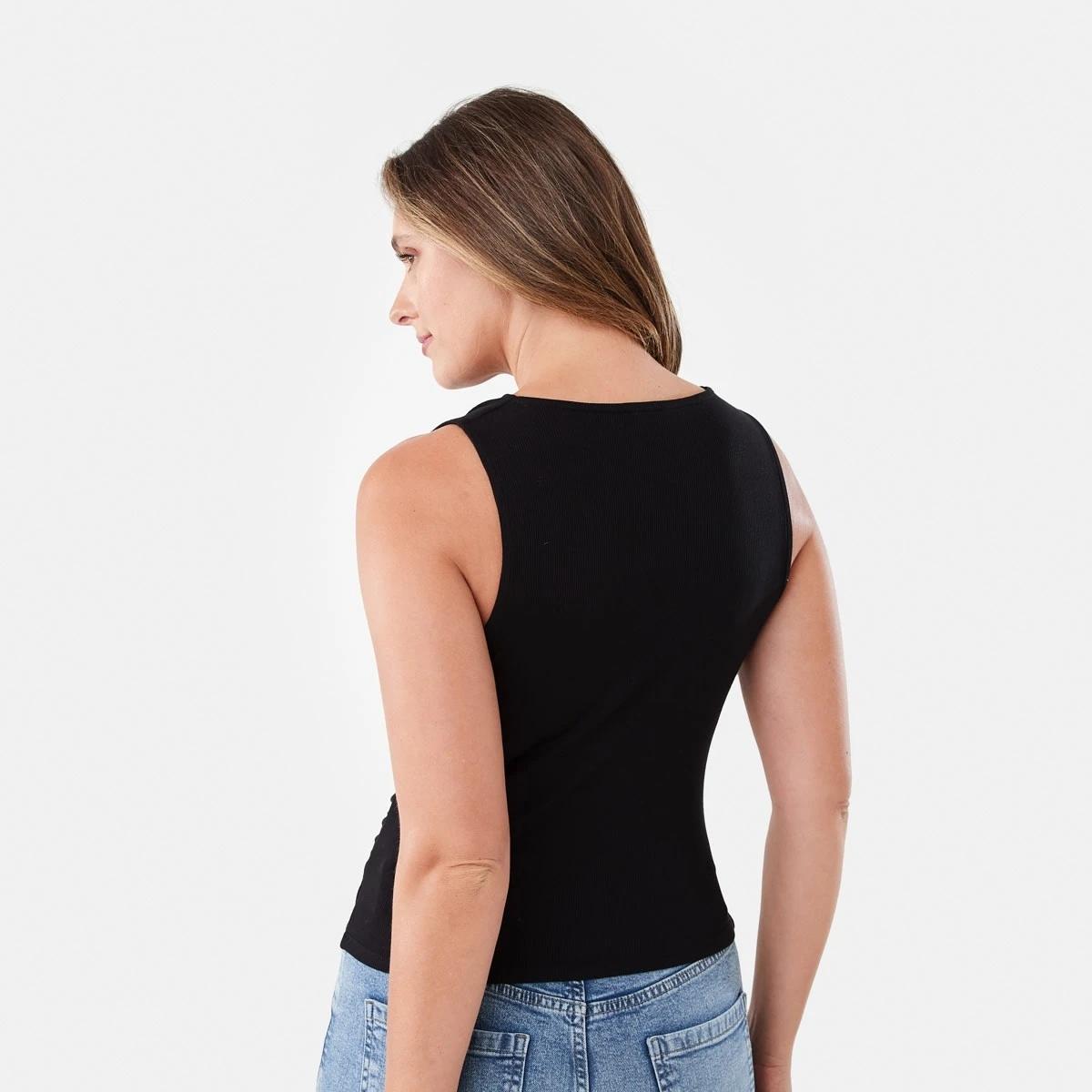 3 Sleeveless Drape Cowl Neck Top BLACK, 3 of 6