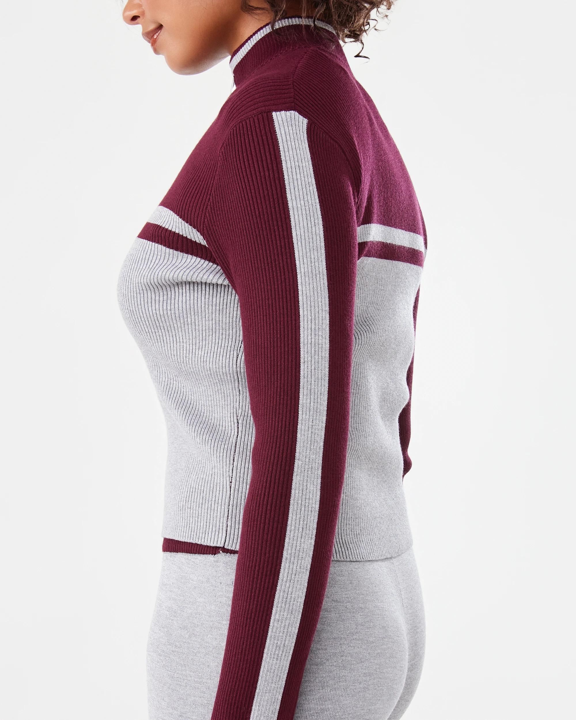 7 Stripe Knit Zip Up Grey Marle, 7 of 10