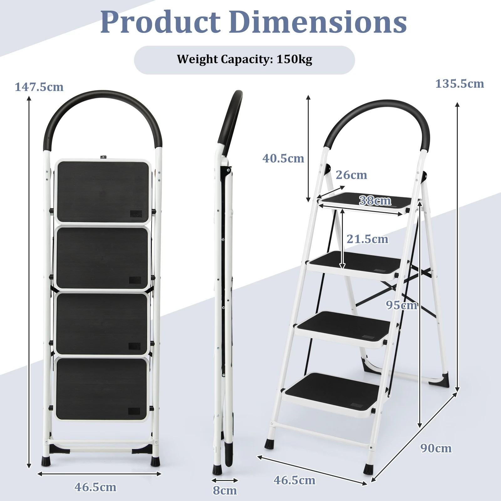 7 Costway 4-Steps Folding Ladder Portable Step Stool w/Anti-Slip Pedal, 7 of 9
