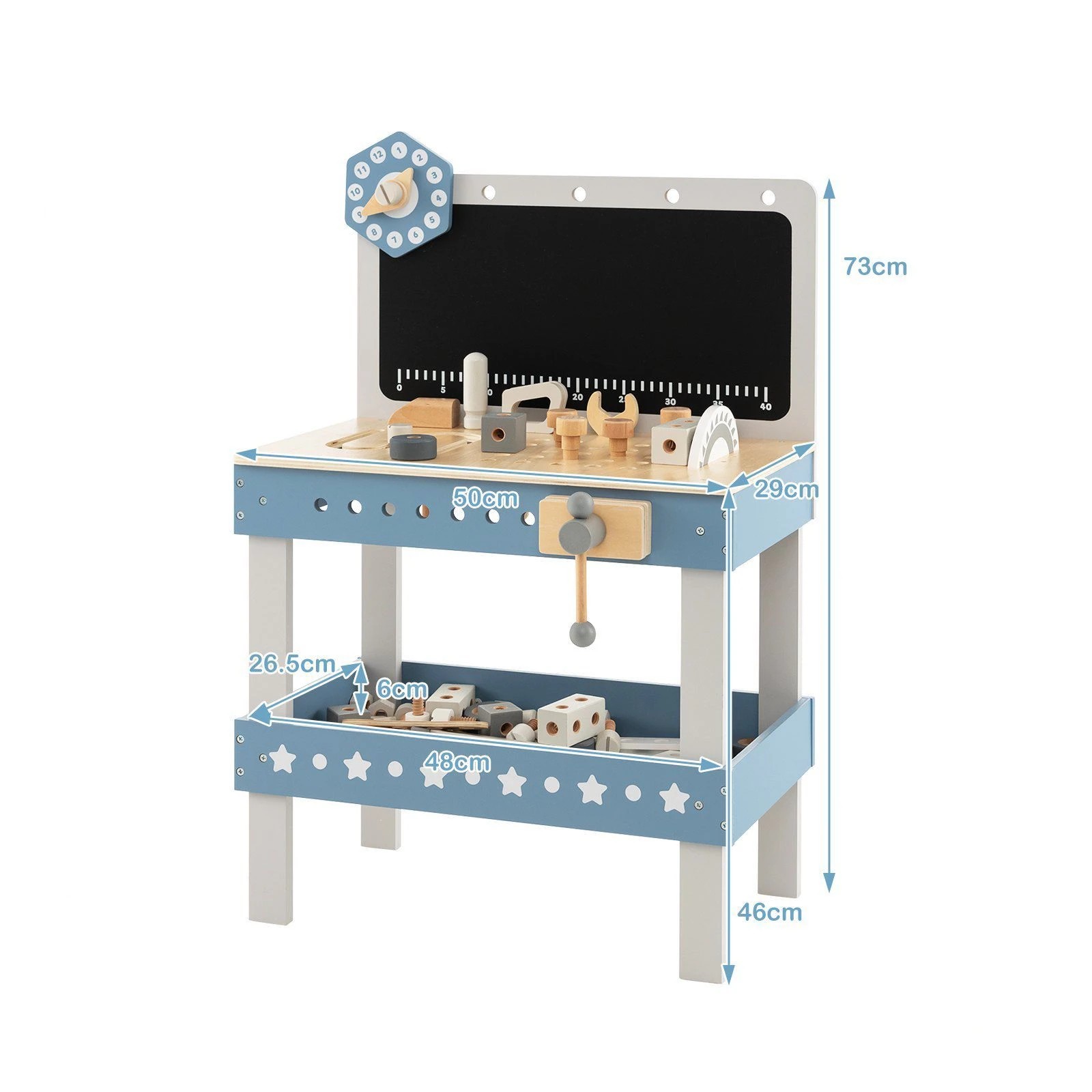 2 Costway Wood Workbench Pretend Play Toy w/Blackboard, 2 of 3