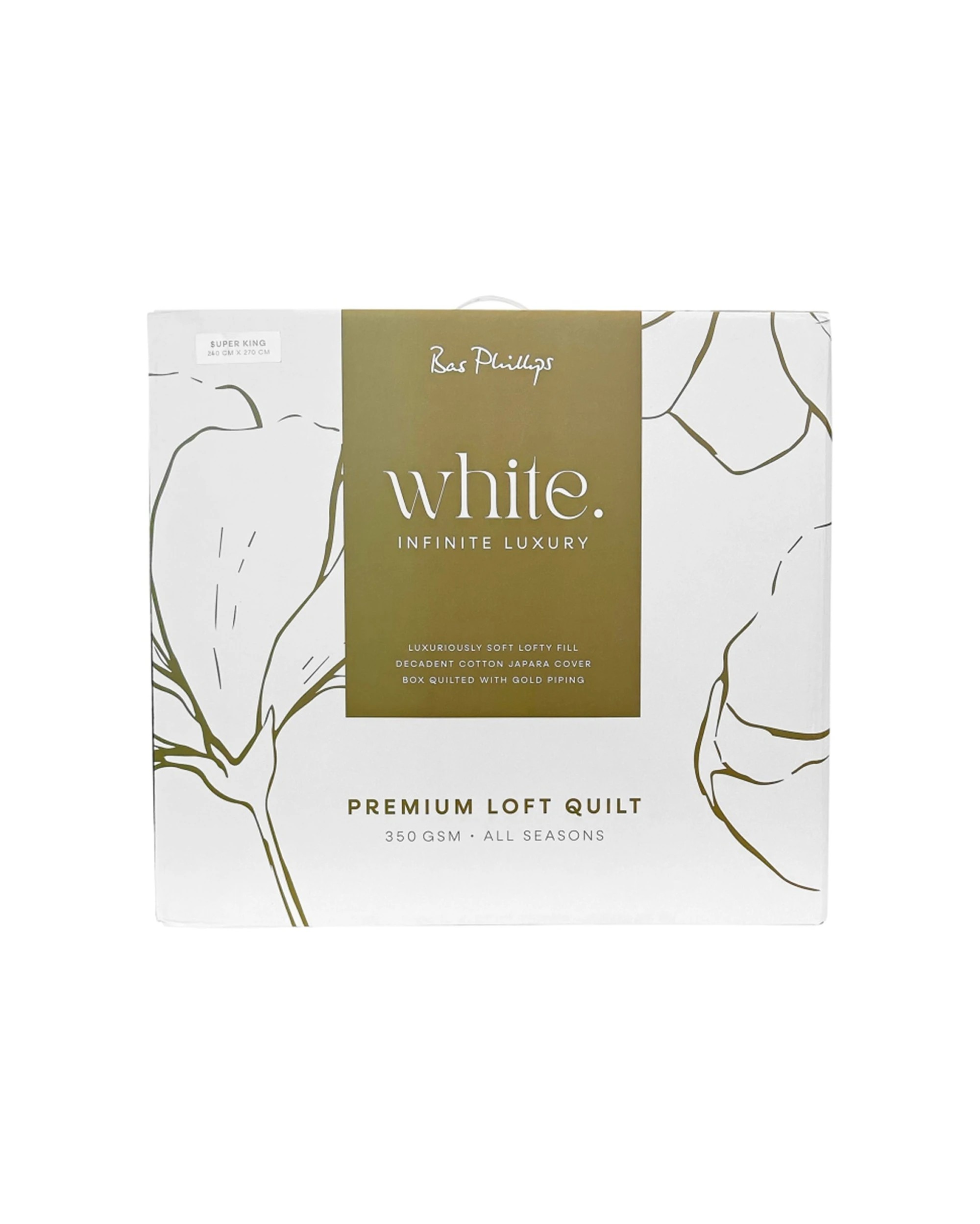 5 Bas Phillips Premium Loft Quilt 350Gsm With Cotton Japara Cover - Queen Bed - White, 5 of 5