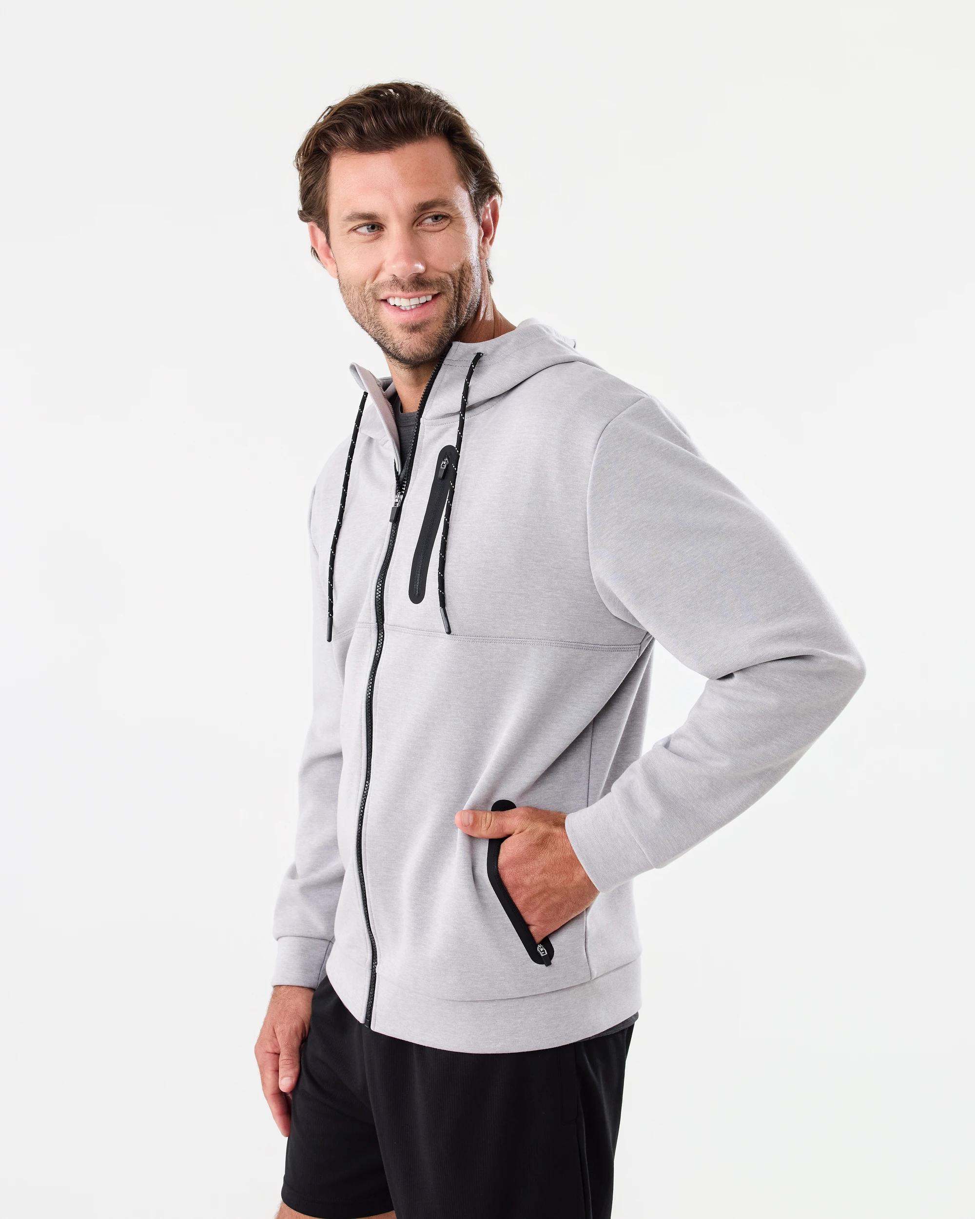 3 Active Mens Sports Tech Hoodie Grey Marle, 3 of 8
