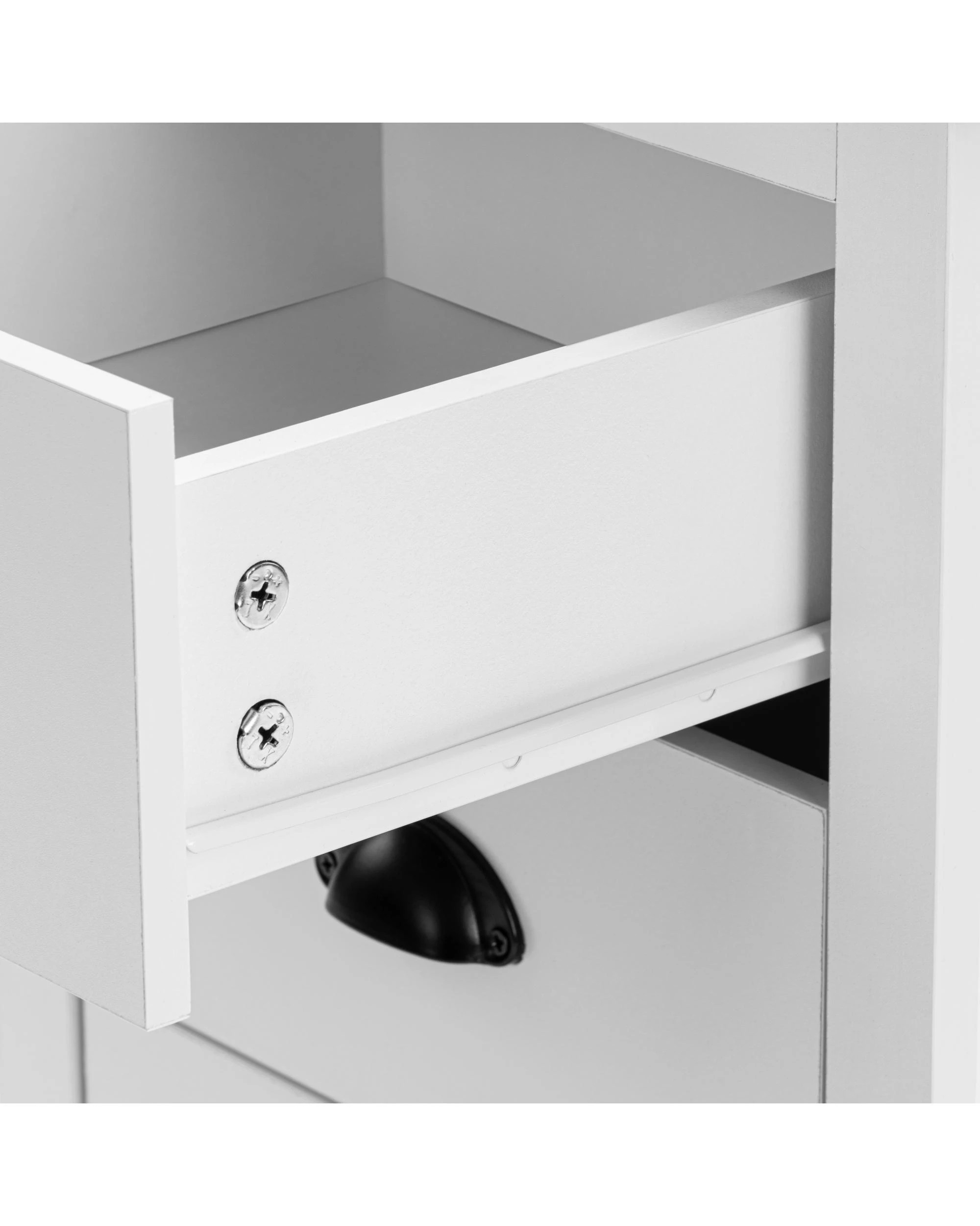 8 Kodu Bedside Table 3 Drawer Side Table Nightstand 3 Drawers White and Oak, 8 of 9