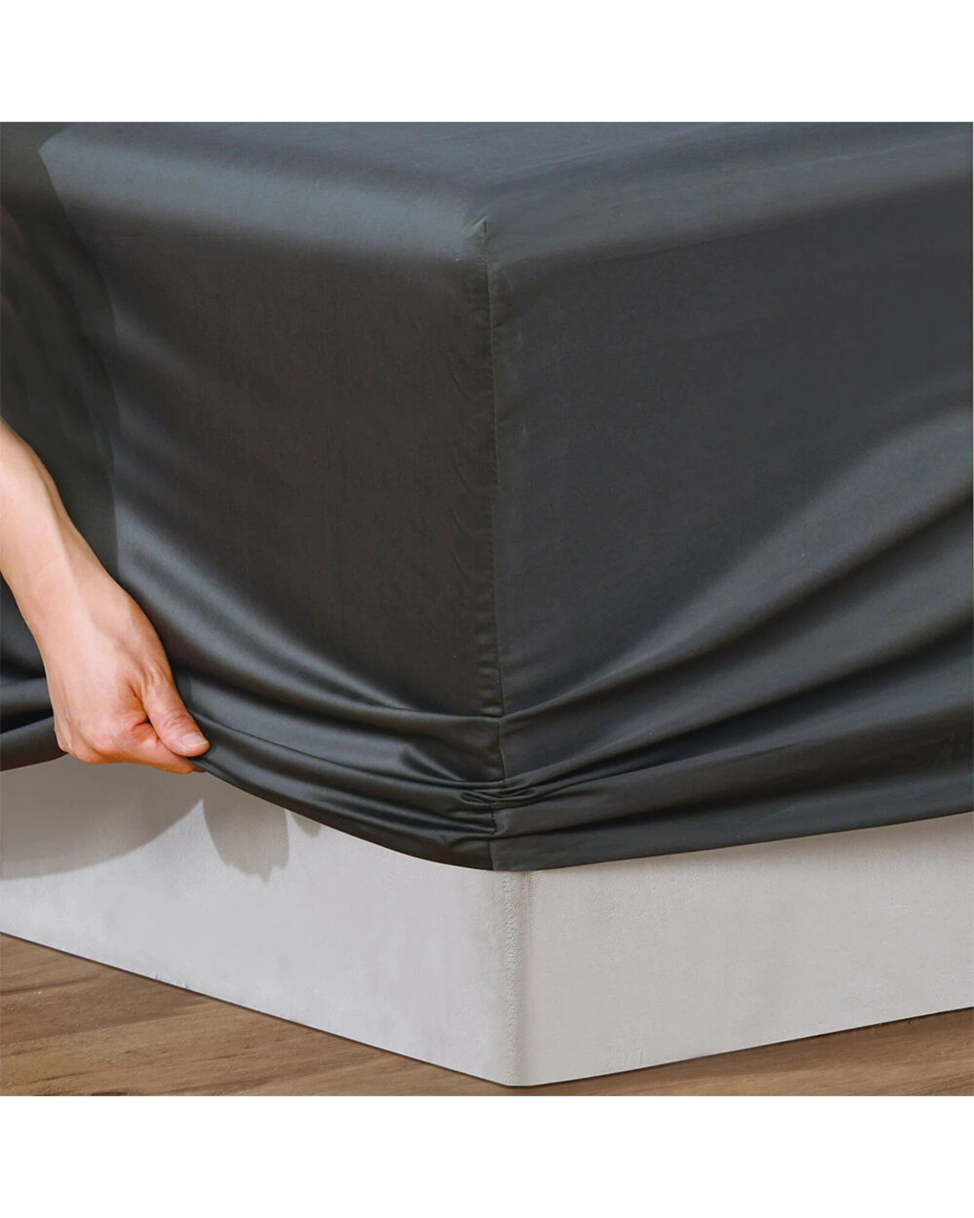 5 Bianca Rosebank 500TC Bamboo Cotton Sateen Blend Sheet Set With 2 Pillowcases - Super King Bed - Grey, 5 of 7