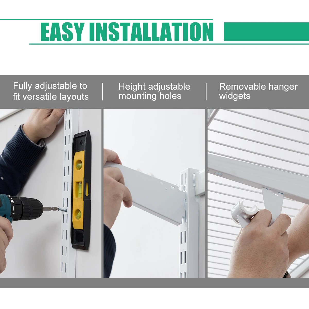 8 Costway Wall Mounted Custom Closet Rack Shelf DIY Clothes Organizer System, 8 of 10