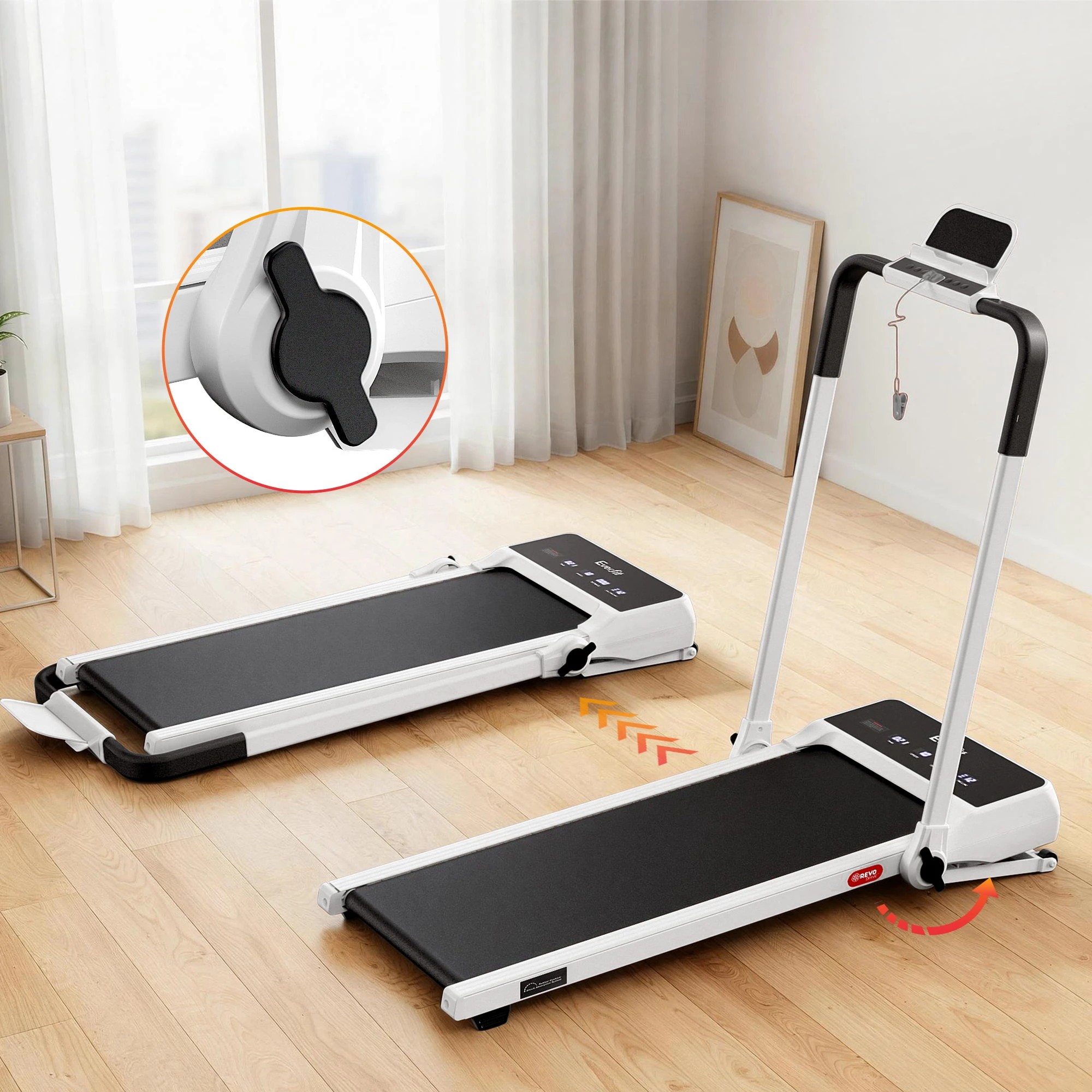 6 Everfit 3 in 1 Walking Pad Treadmill 20% Auto Incline Under Desk Foldable for Home With 40cm Belt - White, 6 of 10
