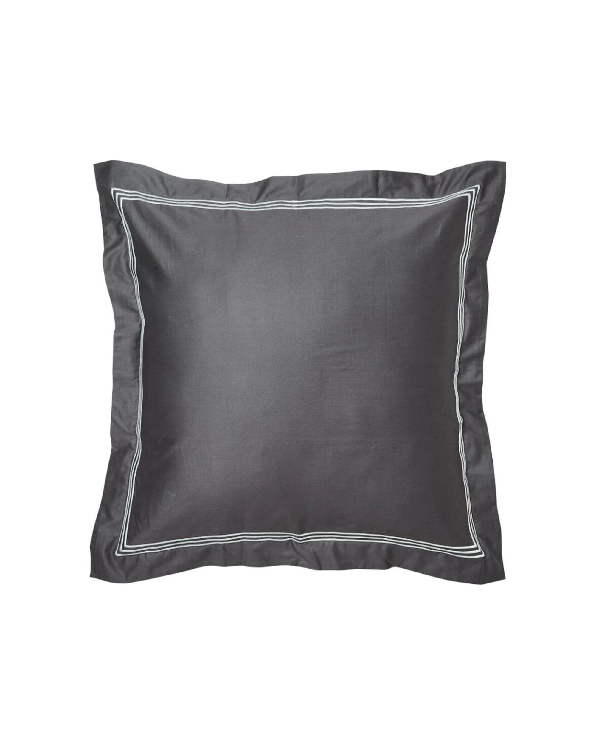 1 Grosvenor House 500TC Egyptian Cotton Hotel Embroidered European Pillowcase With White - Charcoal, 1 of 3
