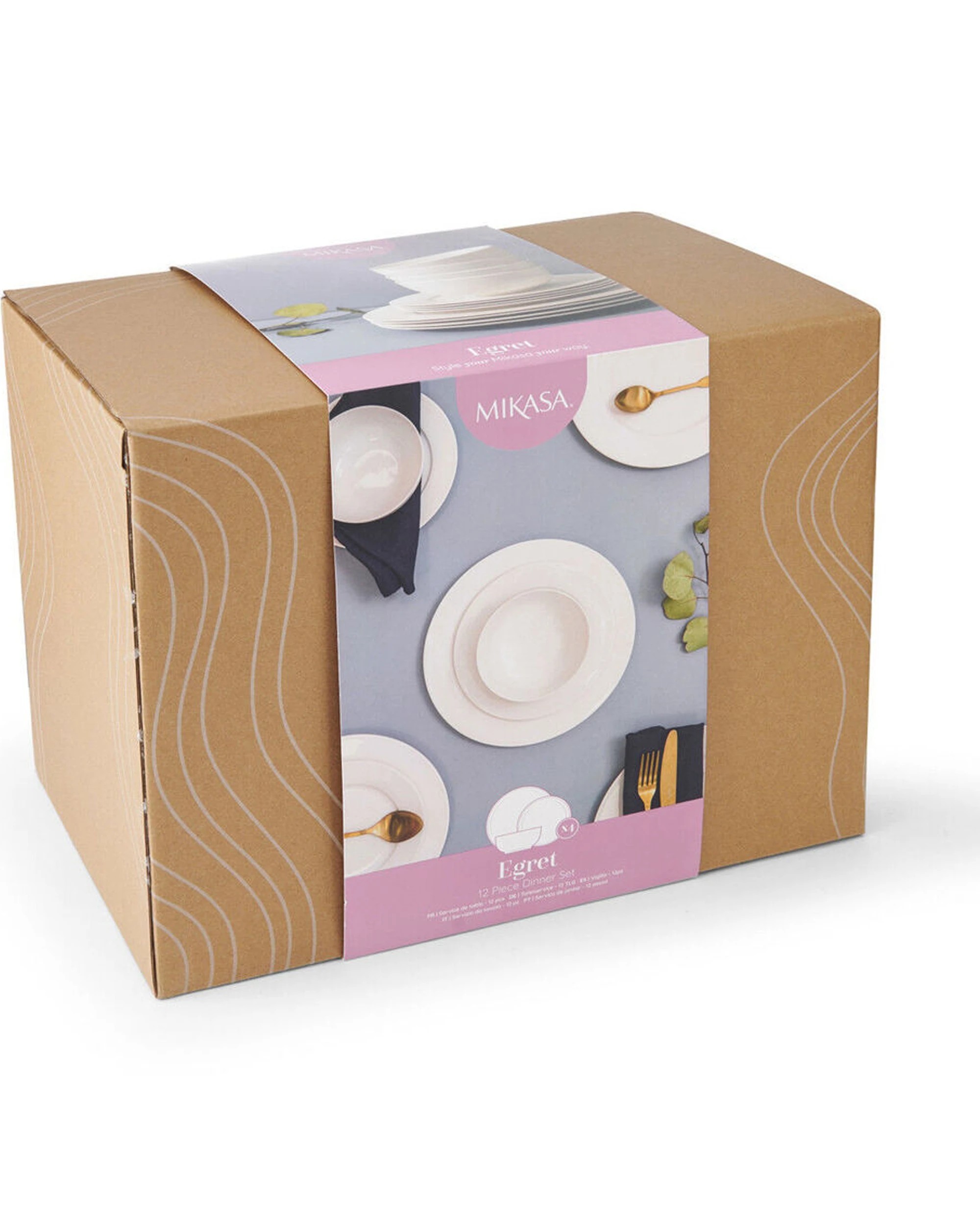 4 Mikasa Egret 12pc Kitchen China Dinner Plates Bowls Set Sleek Stylish - White, 4 of 5